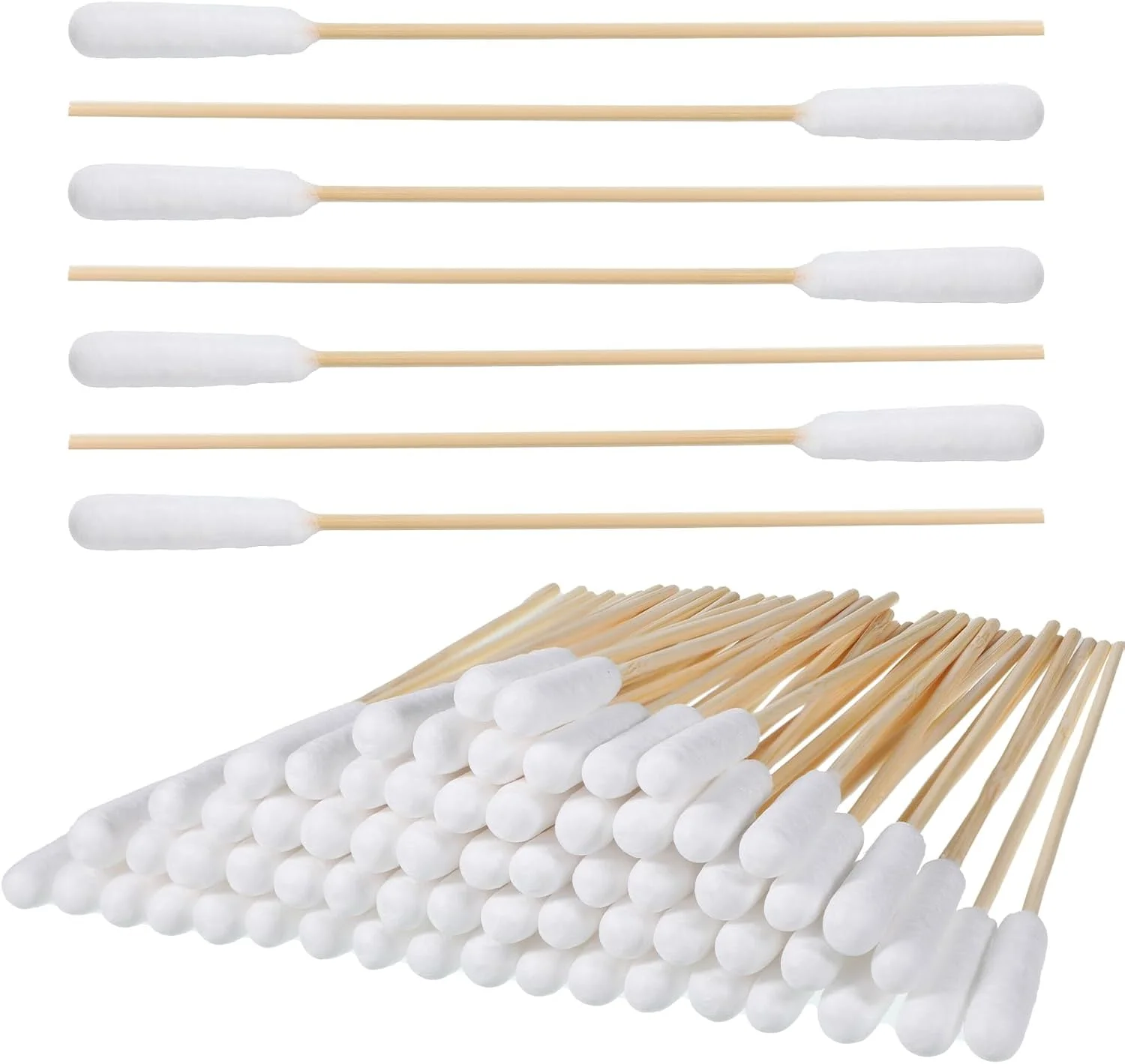 دسته پنبه ای بلند WLLHYF، 150 عددی، مناسب گوش سگ، دسته بامبو 15 سانتی متری، مناسب برای تمیز کردن گوش حیوانات خانگی، پروژه های صنایع دستی و نگهداری لوازم الکترونیکی