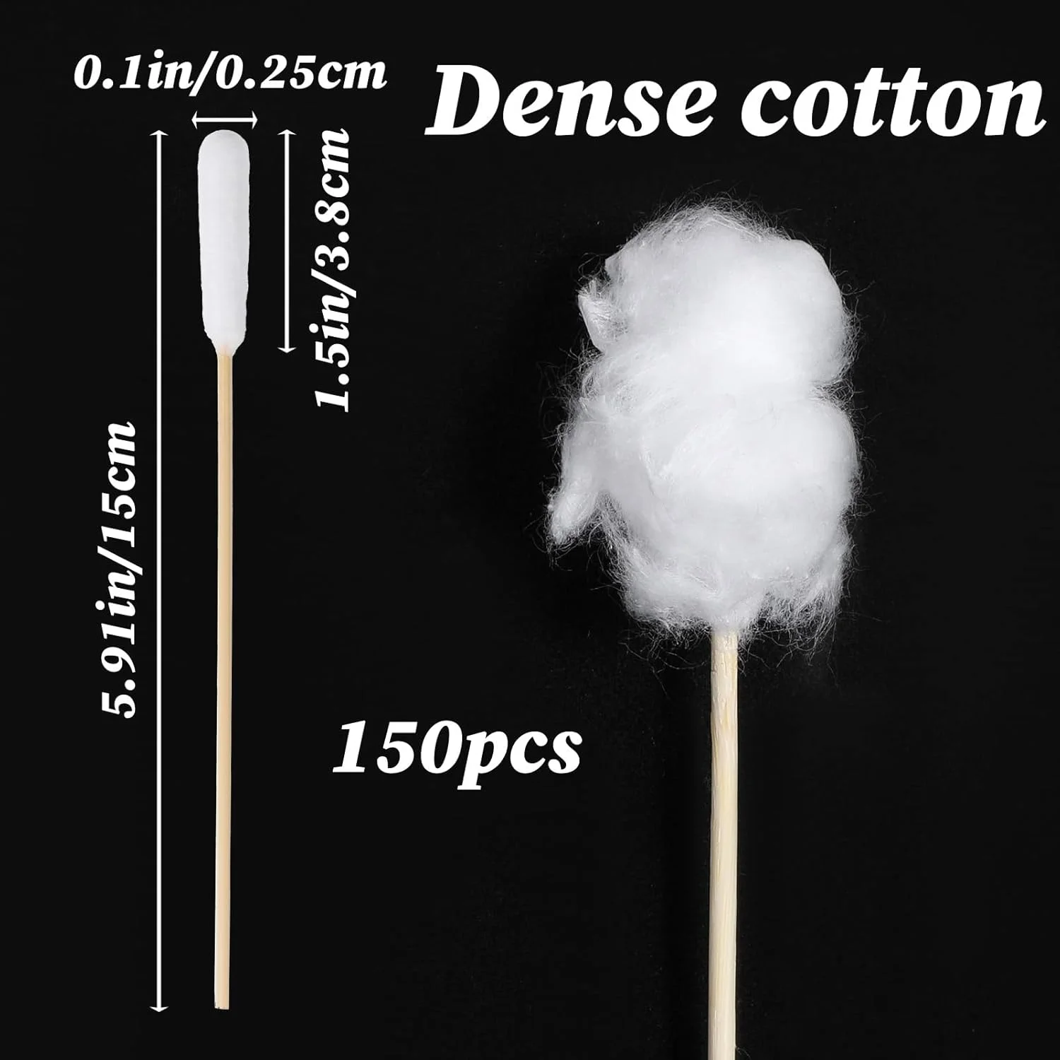 دسته پنبه ای بلند WLLHYF، 150 عددی، مناسب گوش سگ، دسته بامبو 15 سانتی متری، مناسب برای تمیز کردن گوش حیوانات خانگی، پروژه های صنایع دستی و نگهداری لوازم الکترونیکی