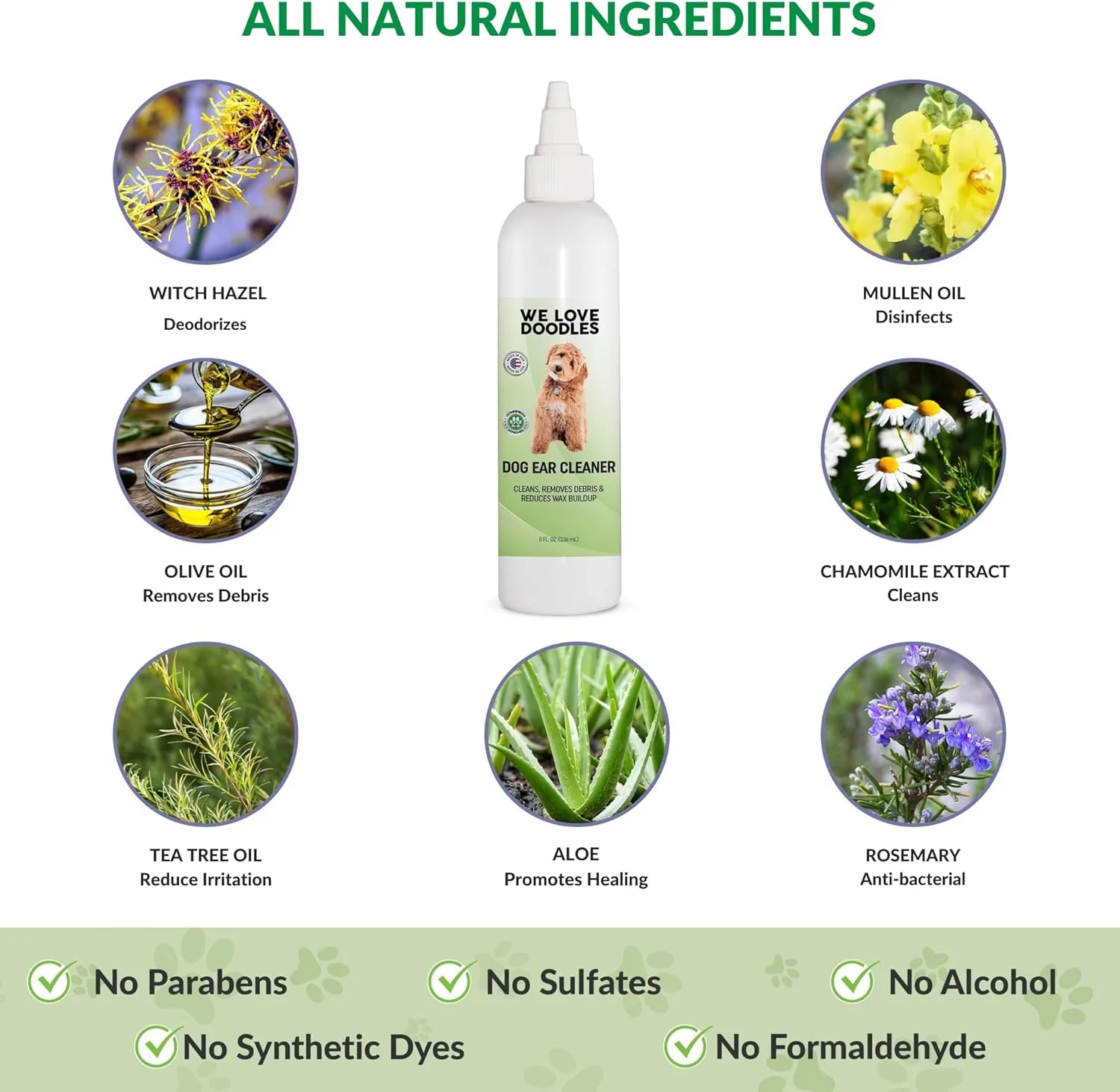 محلول تمیز کننده گوش سگ با مواد ارگانیک | شستشوی گوش سگ | ساخت آمریکا | طبیعی | قطره تمیز کننده گوش | جلوگیری از عفونت، خارش و بو | پاک کننده گوش توله سگ | محلول تمیز کننده گوش حیوانات خانگی