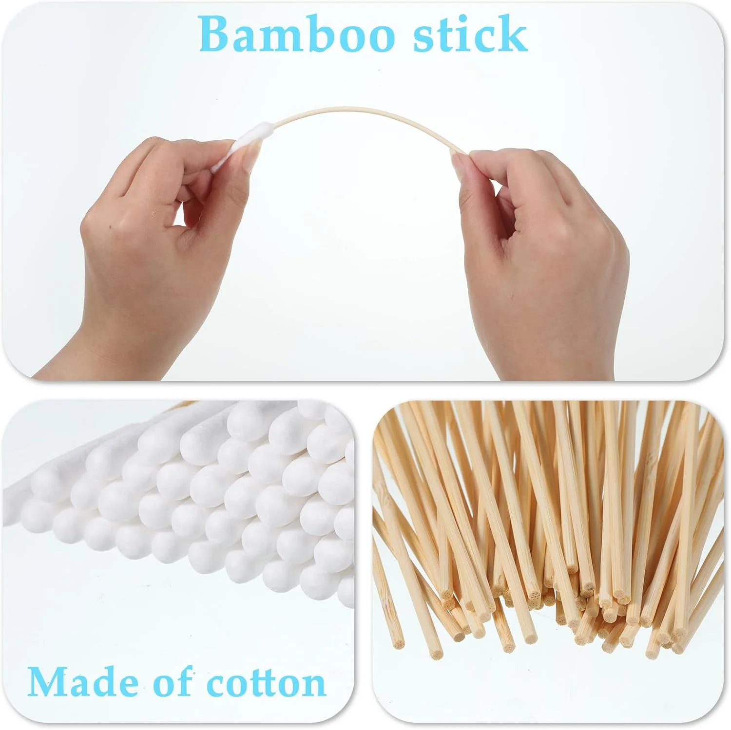 دسته پنبه ای بلند WLLHYF، 150 عددی، مناسب گوش سگ، دسته بامبو 15 سانتی متری، مناسب برای تمیز کردن گوش حیوانات خانگی، پروژه های صنایع دستی و نگهداری لوازم الکترونیکی