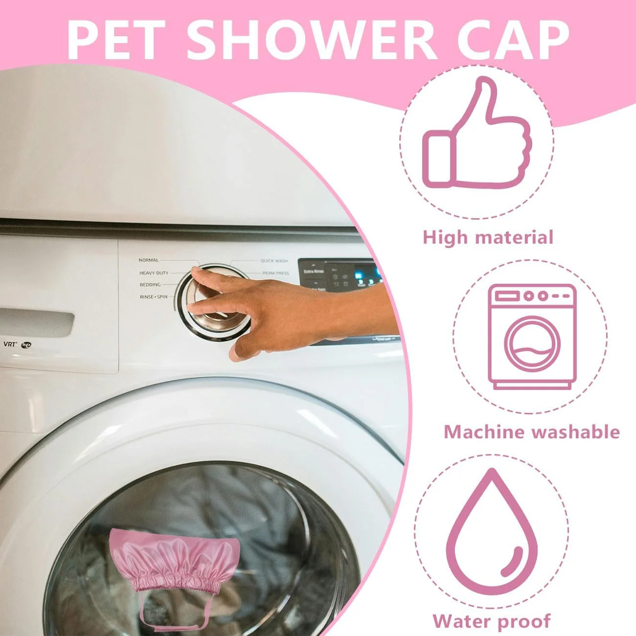 محافظ گوش ضدآب و قابل استفاده مجدد حیوانات خانگی با بند قابل تنظیم برای گربه ها، سگ ها، بچه گربه ها و توله سگ ها (رنگ صورتی - سایز S)