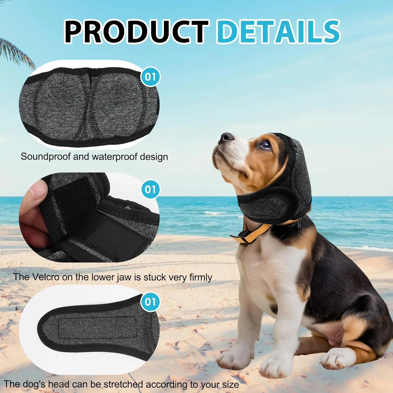 محافظ گوش سگ برای حمام، شنا، آرایش و محافظت در برابر سر و صدا، کلاه حمام سگ ضد آب قابل تنظیم با پارچه راحت و تنفسی، M (خاکستری، L)