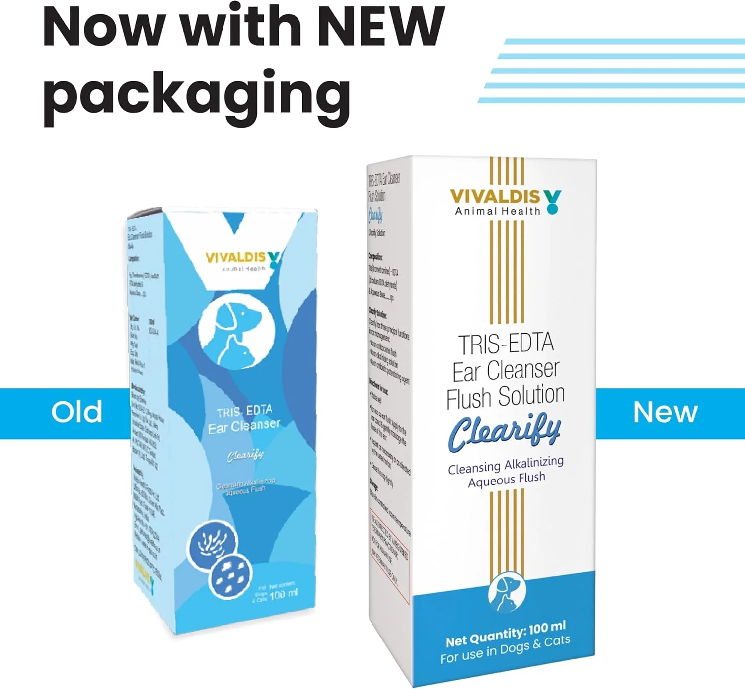 محلول پاک کننده گوش سگ و گربه ویوالدیس کلاریفای تریس EDTA، محلول پاک کننده ملایم و موثر گوش حیوانات خانگی برای از بین بردن کثیفی و جرم گوش، حفظ بهداشت، تسکین و آرام کردن گوش های تحریک شده، 100 میلی لیتر