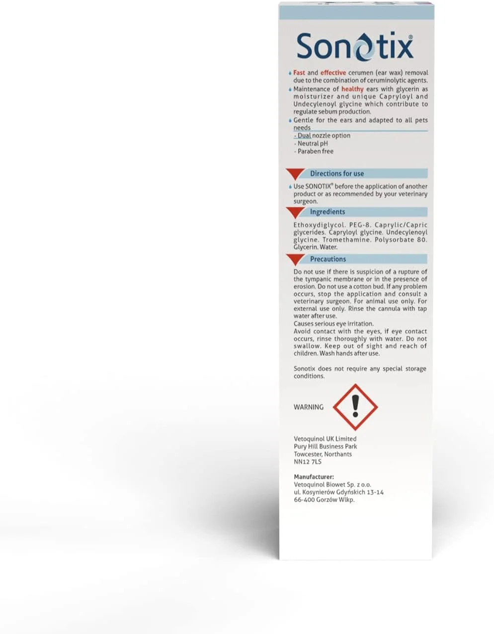 محلول پاک کننده گوش سگ و گربه وتوکوئینول سونوتیکس، 120 میلی لیتر