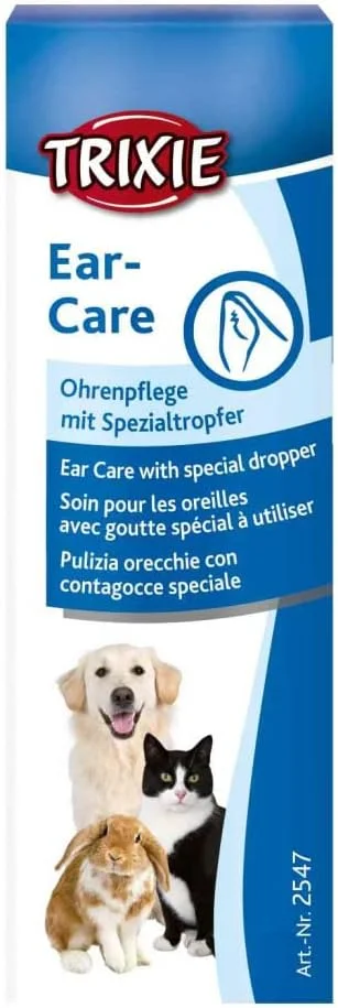 محلول مراقبت از گوش تریکسی برای سگ ها، گربه ها و سایر حیوانات کوچک | محافظت عالی در برابر آلودگی، تمیز کننده و نگهدارنده گوش | مناسب برای سگ هایی با گوش های افتاده - 50 میلی لیتر
