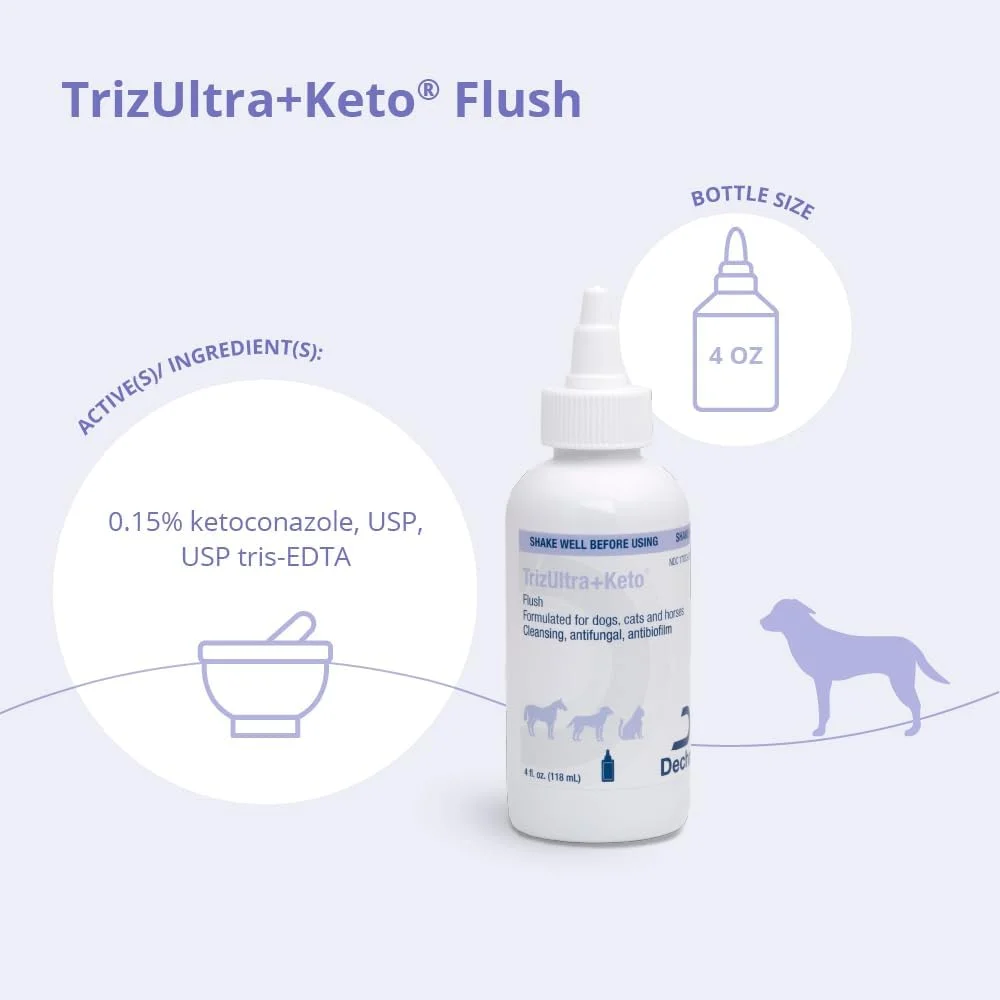 محلول شستشوی گوش TrizEDTA TrizULTRA+Keto مناسب سگ، گربه و اسب، ۱۱۸ میلی لیتر