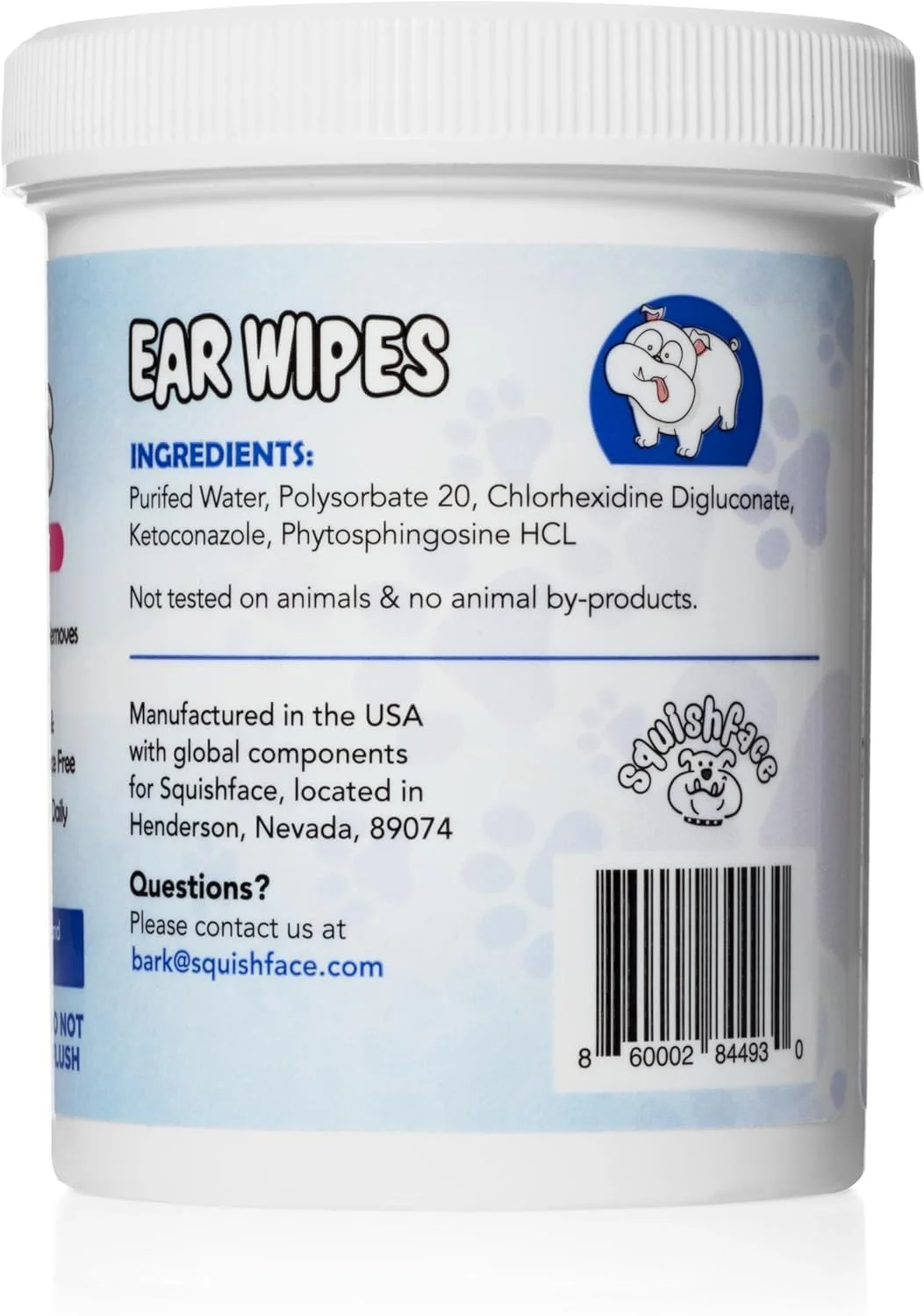 دستمال مرطوب انگشتی پاک کننده گوش سگ اسکوییش فیس – فرمول غیر آلرژی زا و کاهش دهنده تحریک، تمیز کننده و خوشبو کننده، کمک به جلوگیری از خارش و بوی گوش – برای همه نژادها! (50 عدد)