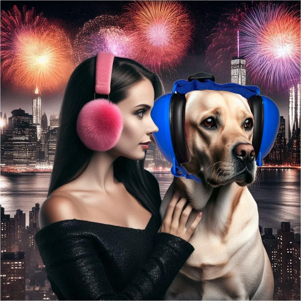 محافظ گوش سگ برای محافظت در برابر صدا به همراه اسنود سگ، آبی (بزرگ)