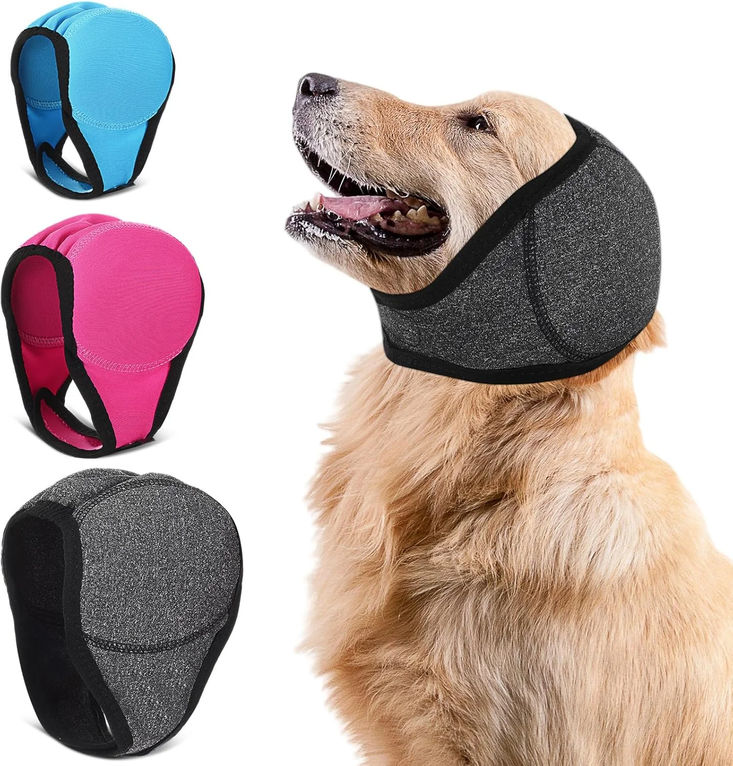 کاور گوش سگ 3 عددی در 3 سایز، محافظ سر ضد آب برای حمام و نظافت، محافظ گوش سگ قابل تنظیم، کلاه آرامش بخش برای رعد و برق، آتش بازی، اضطراب