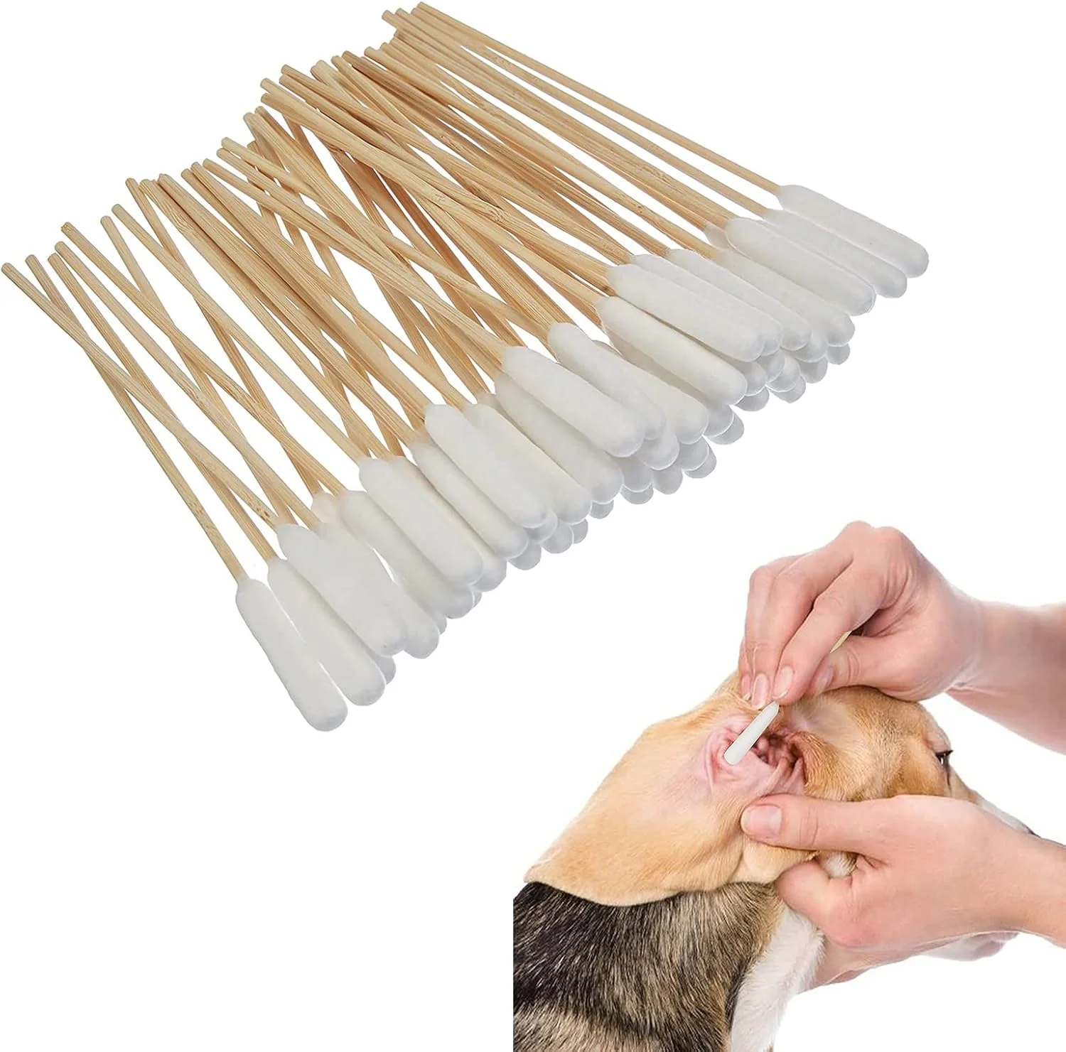 میله های پنبه ای برای سگ ها و گربه ها، بسته 50 عددی، مراقبت و بهداشت مناسب برای گوش سگ ها و گربه ها