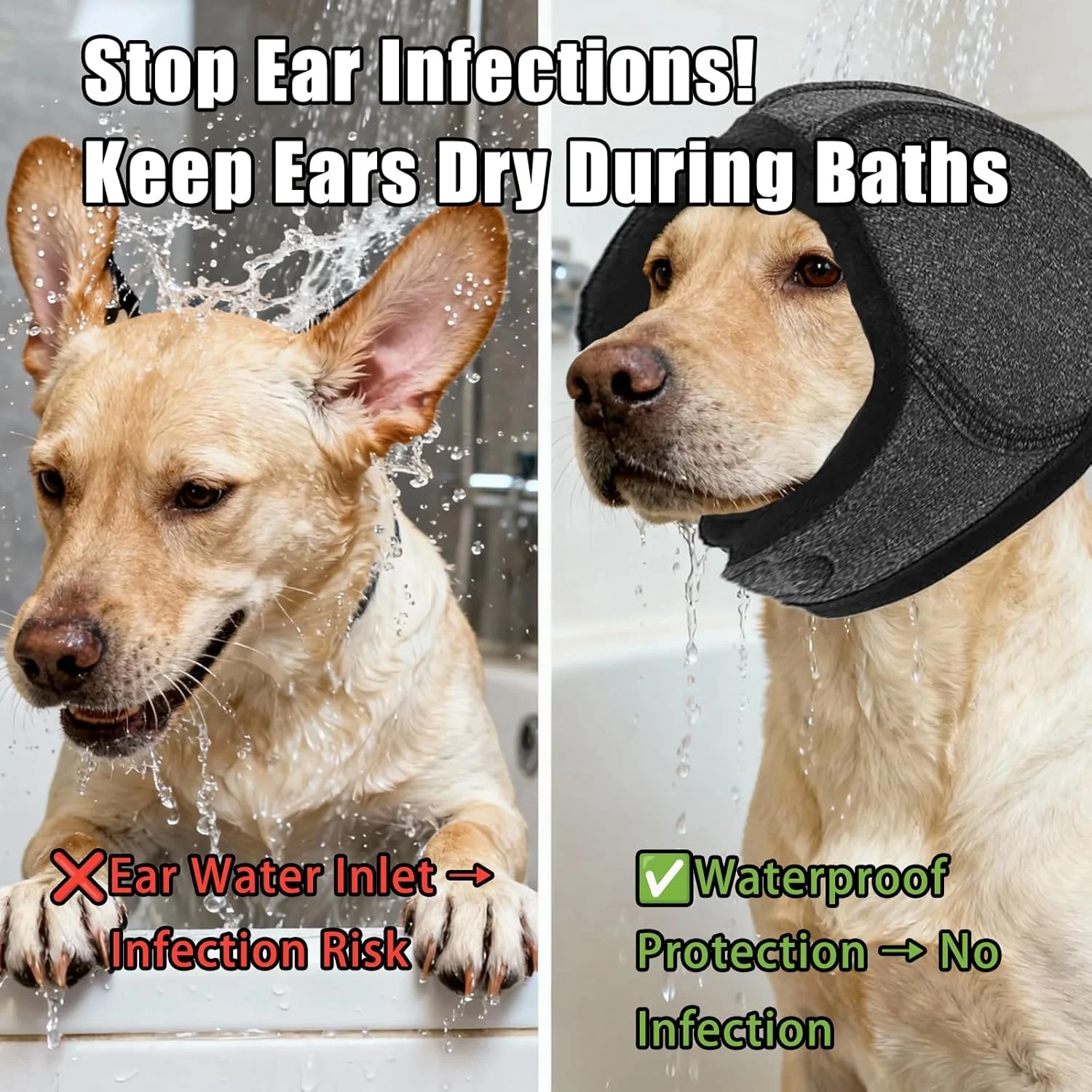 گوشی سگ، گوشی برای کاهش اضطراب، ضد آب، قابل تنظیم، برای گربه و سگ، هودی آرامش بخش، سرپوش گوشی برای کاهش اضطراب، شنا، آرایشگری (خاکستری، M)