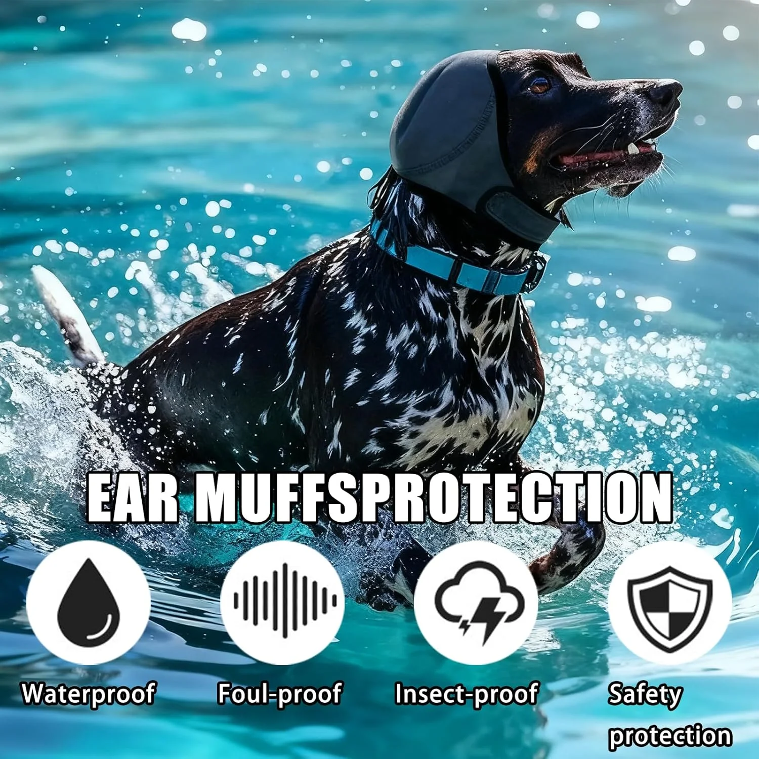گوشی سگ، گوشی برای کاهش اضطراب، ضد آب، قابل تنظیم، برای گربه و سگ، هودی آرامش بخش، سرپوش گوشی برای کاهش اضطراب، شنا، آرایشگری (خاکستری، M)