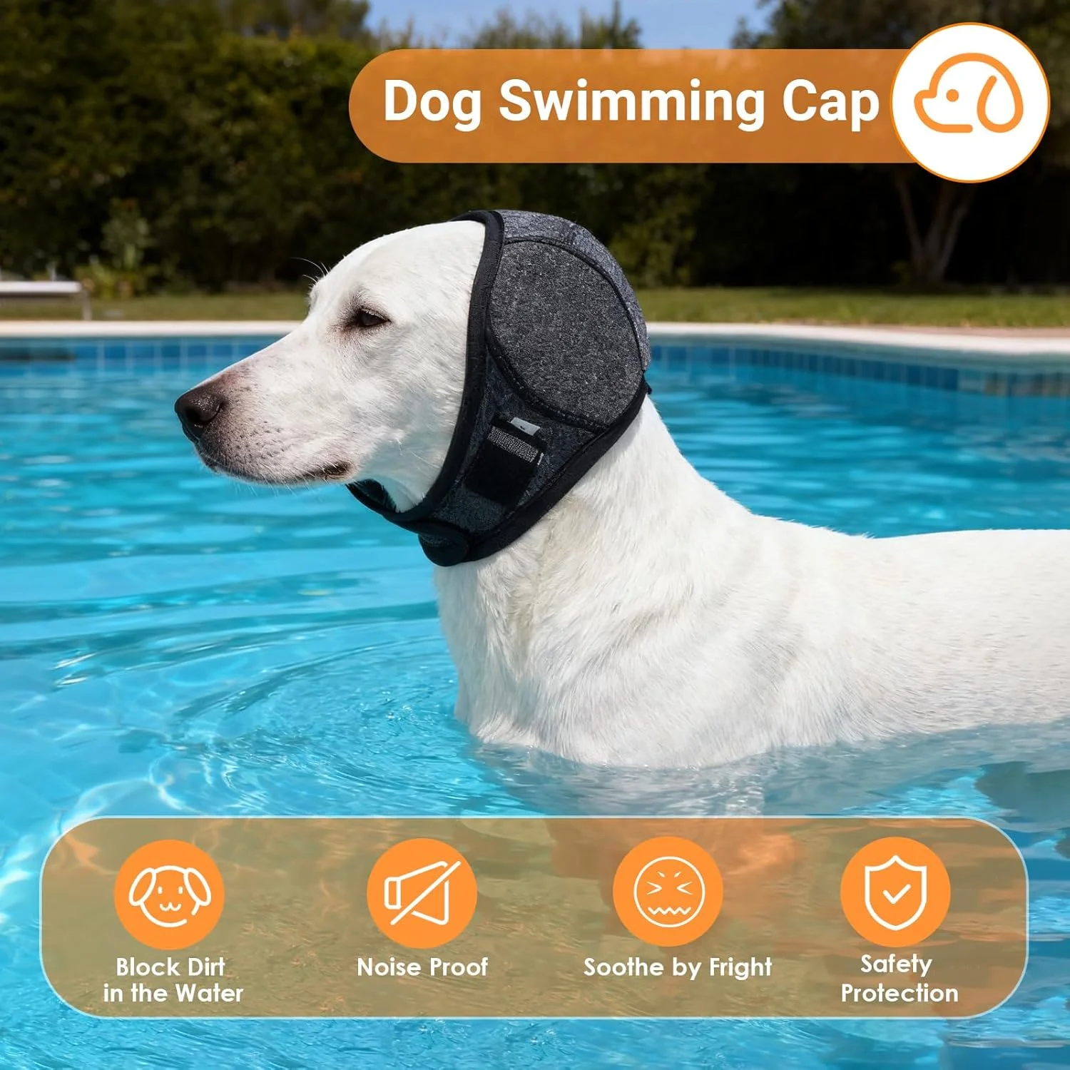 روکش آرامش بخش گوش سگ Rosvola، روکش گوش سگ برای حمام، کلاه آرامش بخش ضد آب سگ، محافظ گوش حیوانات خانگی برای حمام کردن، نظافت، رعد و برق و آتش بازی (S)