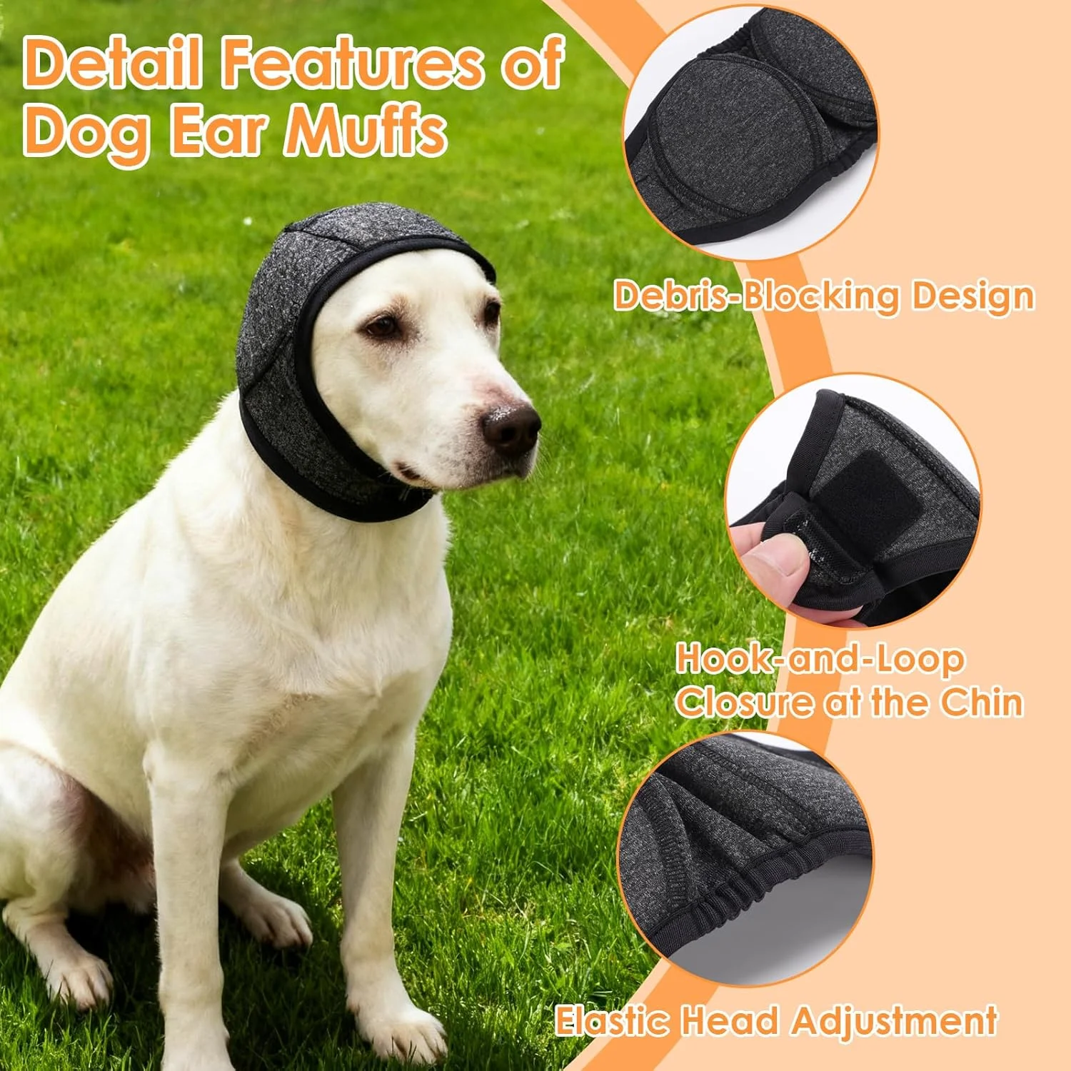 روکش آرامش بخش گوش سگ Rosvola، روکش گوش سگ برای حمام، کلاه آرامش بخش ضد آب سگ، محافظ گوش حیوانات خانگی برای حمام کردن، نظافت، رعد و برق و آتش بازی (S)