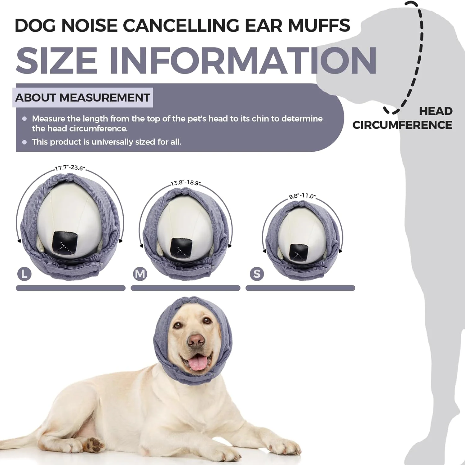 محافظ گوش سگ کیبِلو، پوشش گوش سگ برای حمام، رعد و برق، آتش بازی، هدبند محافظ گوش سگ برای کاهش اضطراب