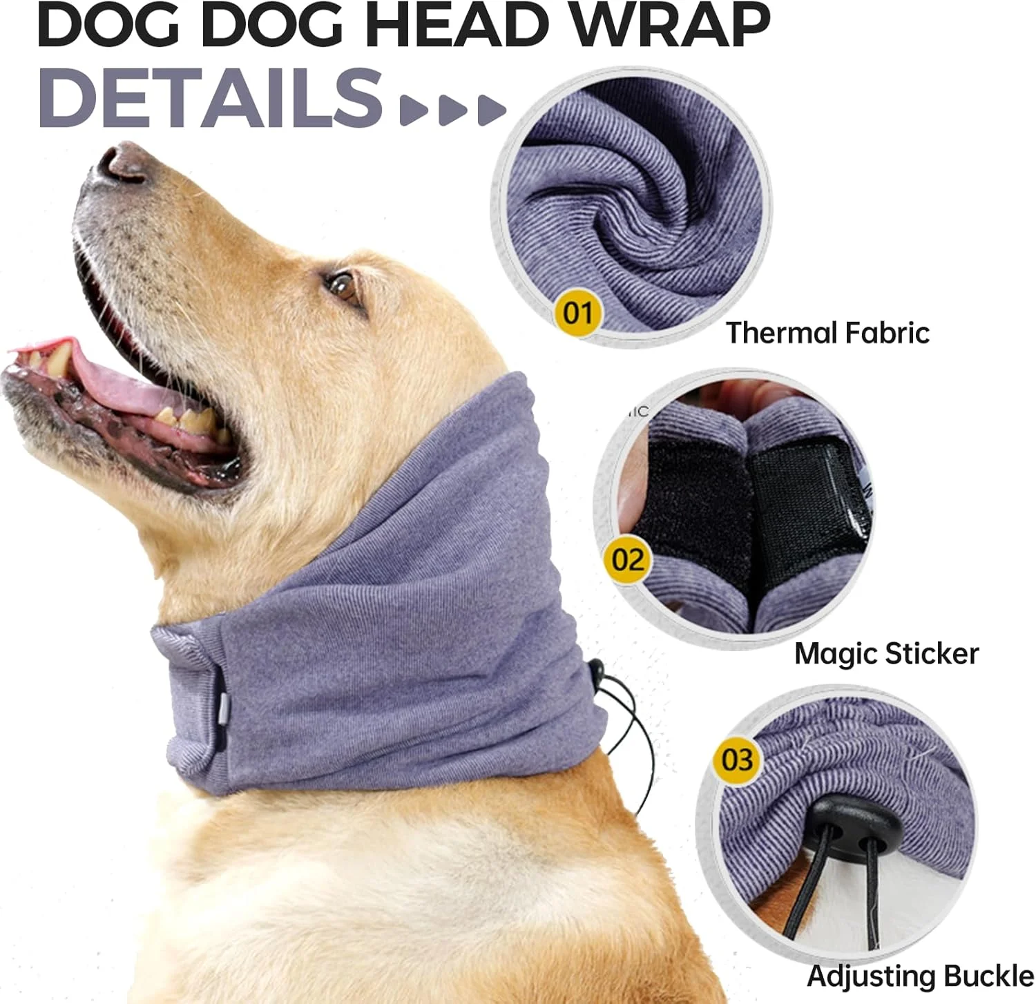محافظ گوش سگ کیبِلو، پوشش گوش سگ برای حمام، رعد و برق، آتش بازی، هدبند محافظ گوش سگ برای کاهش اضطراب