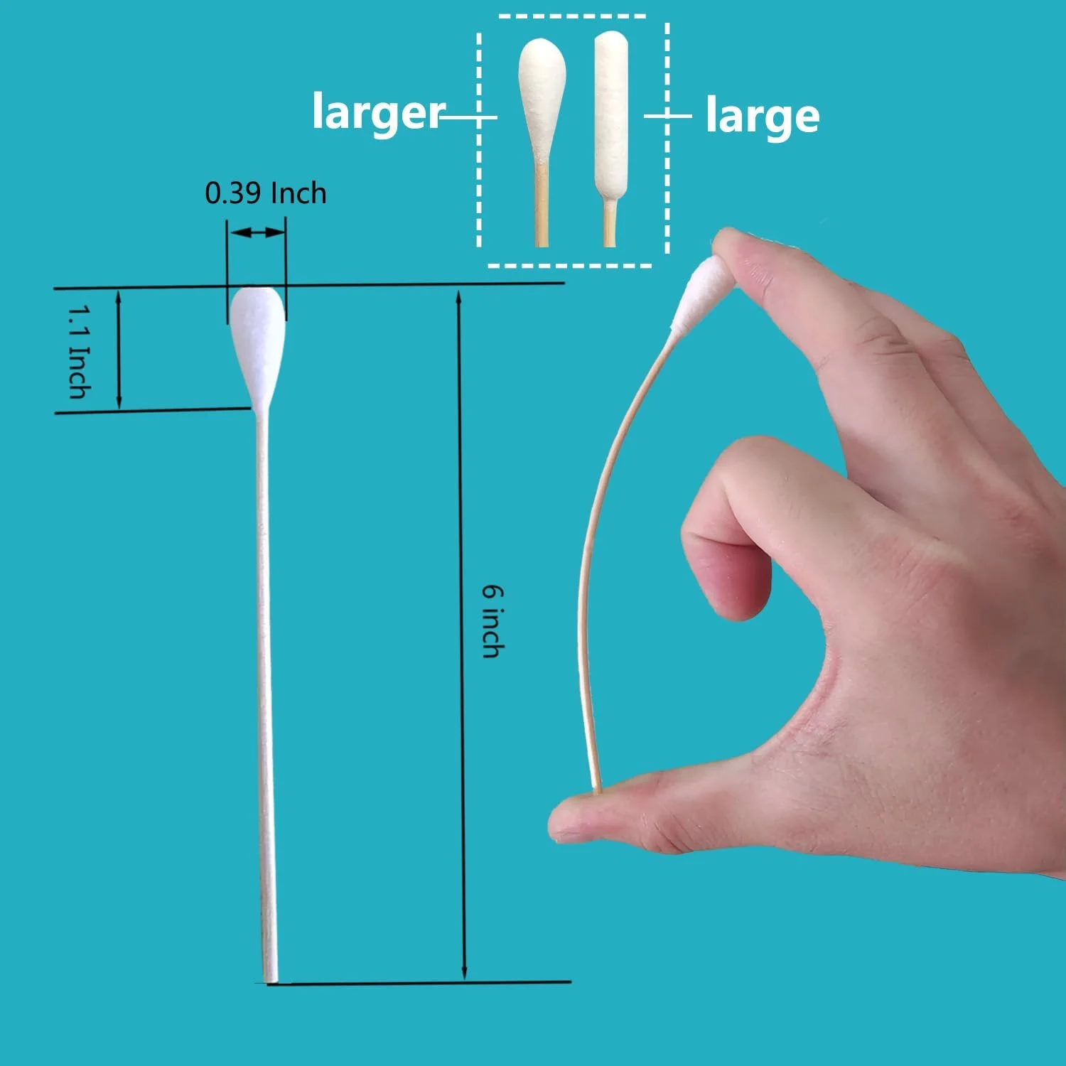 گوش پاک کن پنبه ای 15 سانتی متری Quanzhou Chenchenchen E-Commerce Co.,Ltd با دسته چوبی مناسب برای سگ ها، 200 عدد