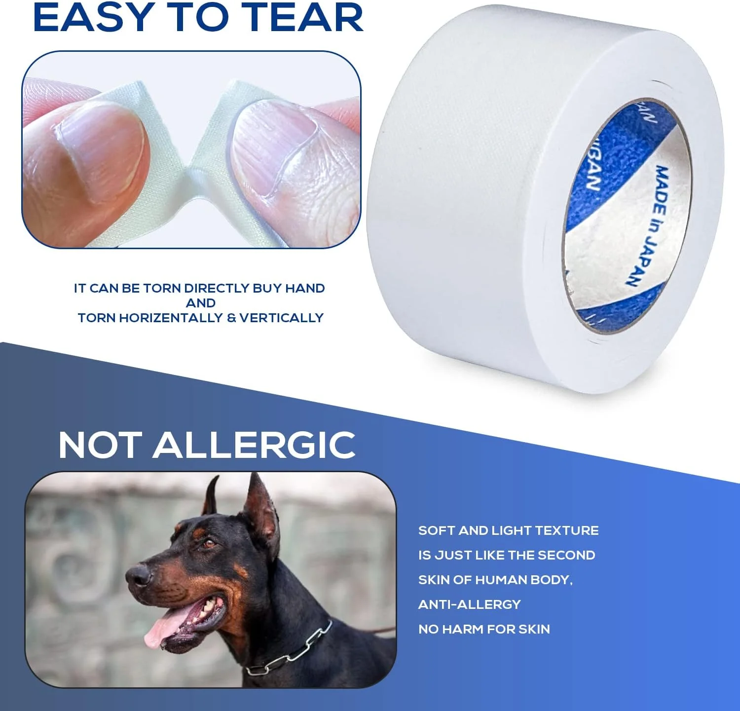 نوار گوش سگ 2 عددی به همراه گوش پاک کن پنبه ای سگ، نوار پنبه ای خود چسب برای محافظت و پشتیبانی از گوش سگ، ست مراقبت از گوش سگ (عرض نوار_25 میلی متر)