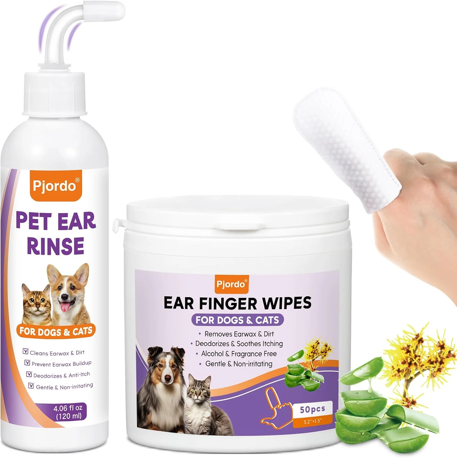 مجموعه پاک کننده گوش سگ - دستمال مرطوب انگشتی گوش سگ و محلول پاک کننده گوش برای سگ ها و گربه ها، به آرامی جرم و آلودگی گوش را از بین می برد، خارش گوش را تسکین می دهد، خوشبو کننده، شستشوی گوش حیوانات خانگی با آلوئه ورا و فندق افسونگر مجموعه پاک کننده گوش سگ - دستمال مرطوب انگشتی گوش سگ و محلول پاک کننده گوش برای سگ ها و گربه ها، به آرامی جرم و آلودگی گوش را از بین می برد، خارش گوش را تسکین می دهد، خوشبو کننده، شستشوی گوش حیوانات خانگی با آلوئه ورا و فندق افسونگر