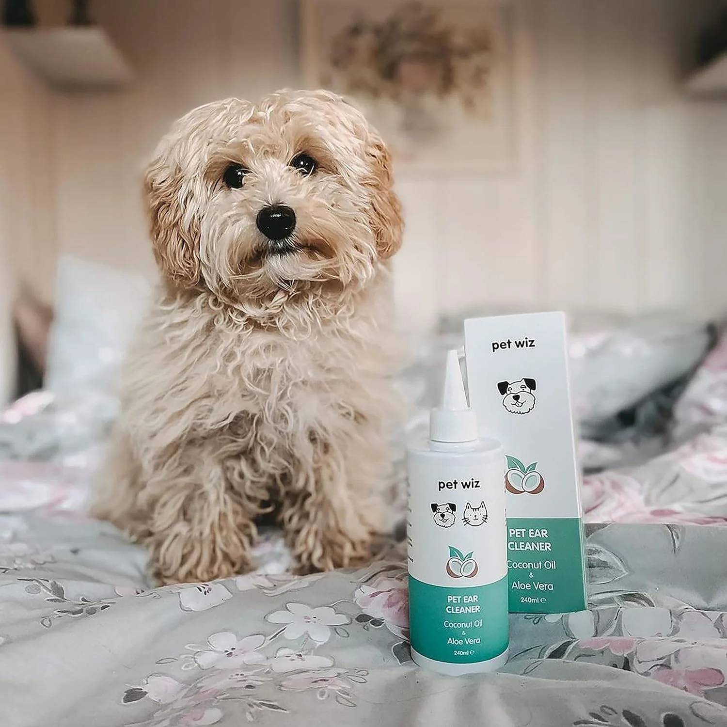 محلول پاک کننده گوش سگ و گربه پت ویز - روغن نارگیل و آلوئه ورا (240 میلی لیتر)