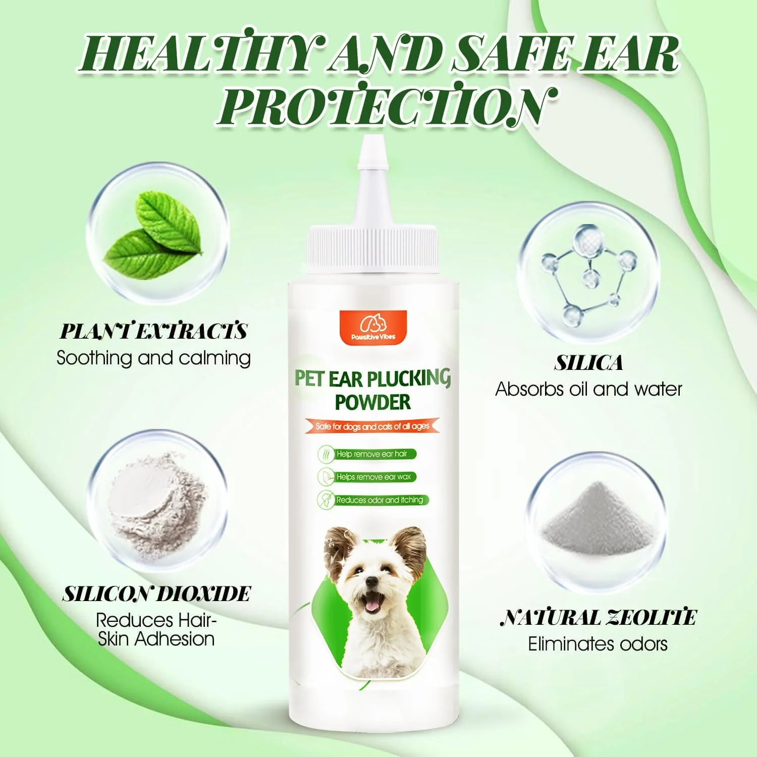 مجموعه پاک کننده گوش سگ Pawsitive Vibes، پودر گوش سگ برای از بین بردن مو 30 گرم، هموستات 5.6 اینچی و ماشین اصلاح سگ برای نظافت، درمان عفونت گوش سگ، از بین بردن جرم گوش و بو، تسکین خارش