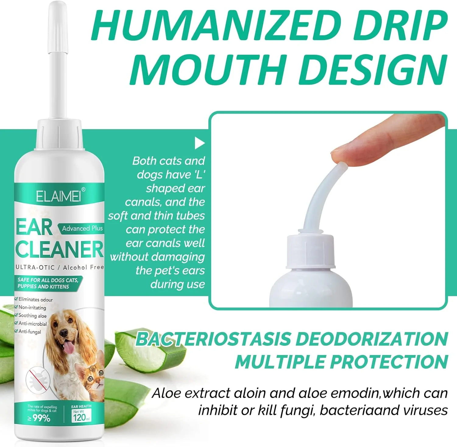 محلول پاک کننده گوش حیوانات خانگی 120 میلی لیتر، بدون الکل و غیر تحریک کننده، برای سگ ها و گربه ها، پاک کننده ایمن گوش به آرامی تمیز می کند، خشک می کند و مجرای گوش را اسیدی می کند و بوها را از بین می برد. بوی مطبوع محلول پاک کننده گوش حیوانات خانگی 120 میلی لیتر، بدون الکل و غیر تحریک کننده، برای سگ ها و گربه ها، پاک کننده ایمن گوش به آرامی تمیز می کند، خشک می کند و مجرای گوش را اسیدی می کند و بوها را از بین می برد. بوی مطبوع