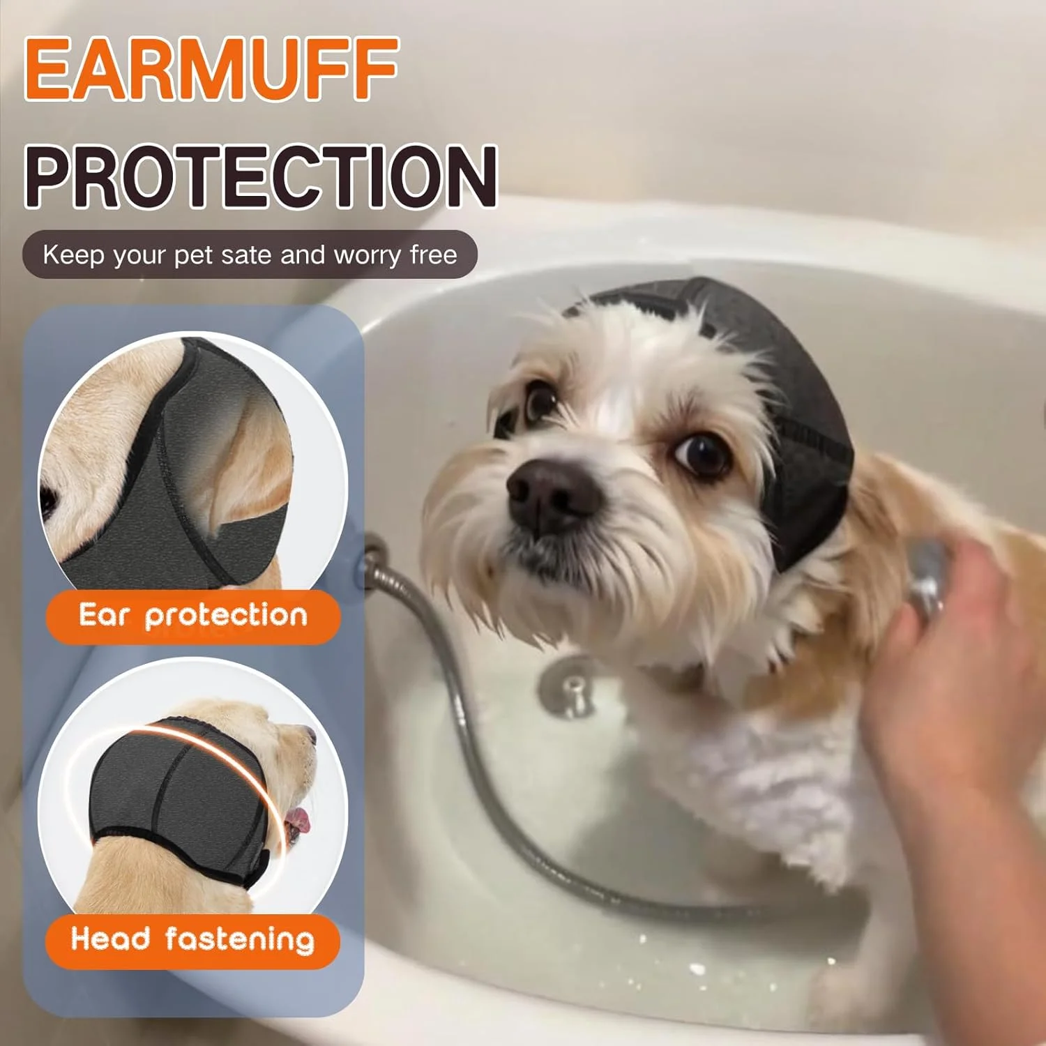 گوشی محافظ گوش سگ برای حمام، پوشش ضد آب محافظ گوش شنا با کاهش صدا، محافظ گوش تنفسی و قابل تنظیم سگ در برابر آلودگی و حشرات (خاکستری سایز بزرگ)