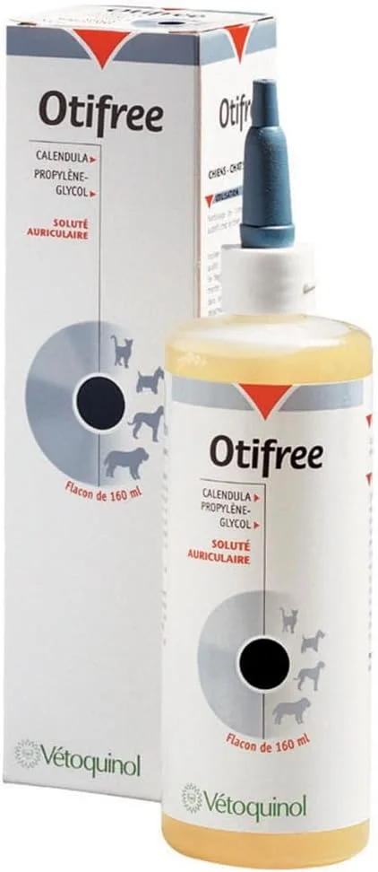 محلول شستشوی گوش آنتی سپتیک Otifree Vetoquinol حجم 60 میلی لیتر برای نرم کردن و مرطوب کردن گوش سگ و گربه
