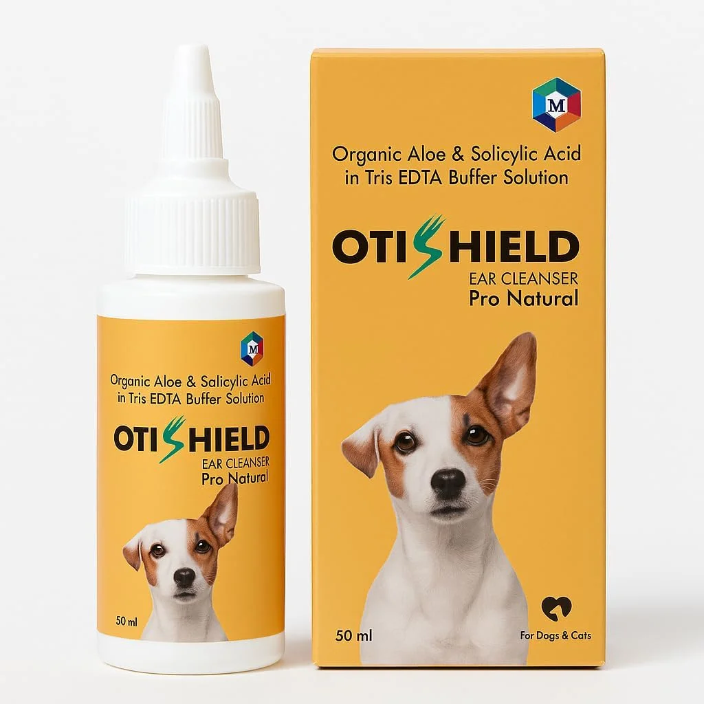 محلول پاک کننده طبیعی گوش سگ و گربه OtiShield Pro، فرمول آلوئه ارگانیک، 50 میلی لیتر محلول پاک کننده طبیعی گوش سگ و گربه OtiShield Pro، فرمول آلوئه ارگانیک، 50 میلی لیتر