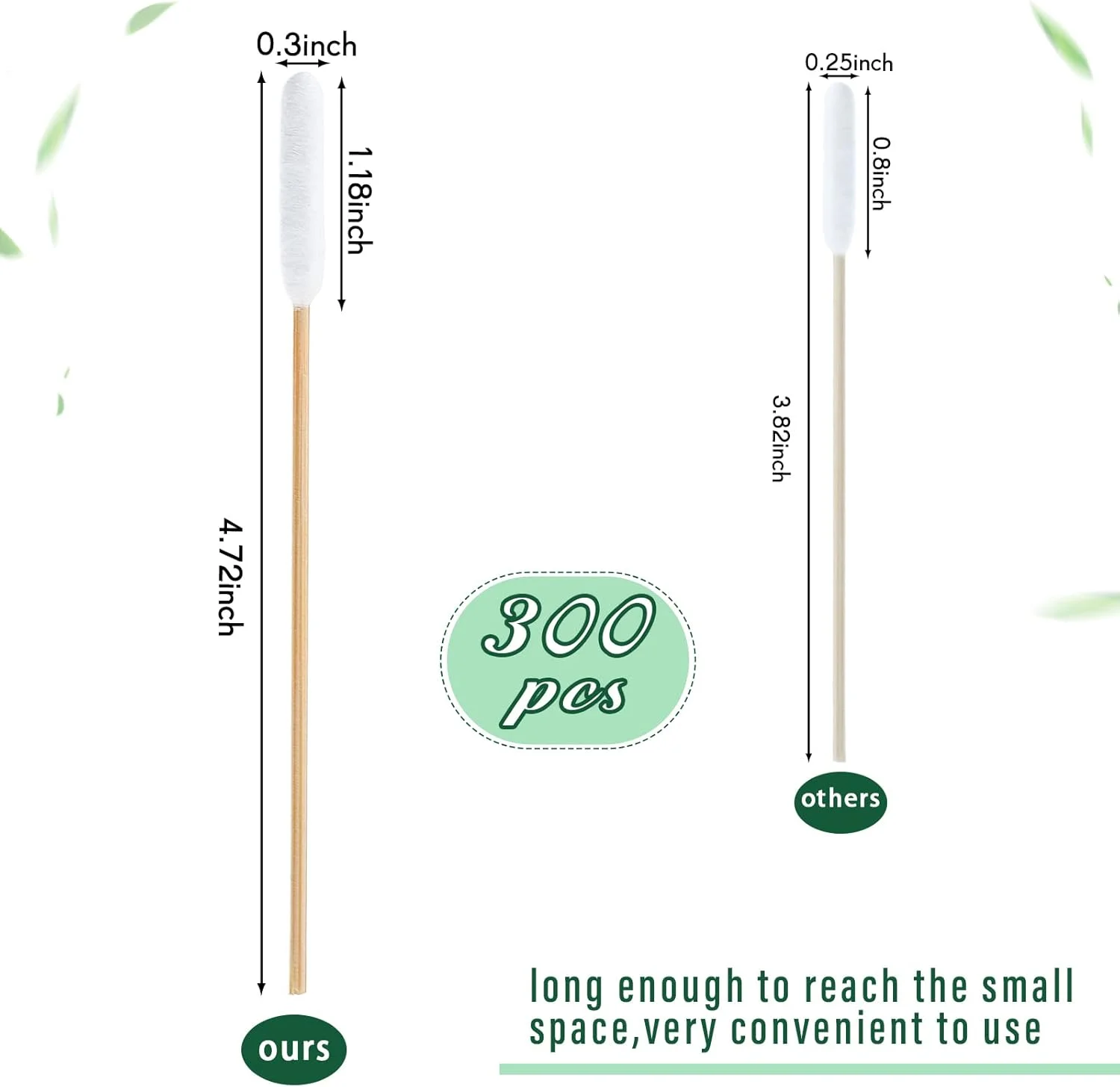 گوش پاک کن پنبه ای نووگو 300 عددی برای سگ و گربه، گوش پاک کن پنبه ای حیوانات خانگی، محلول تمیز کننده گوش سگ، گوش پاک کن بلند با دسته چوبی برای مراقبت از گوش سگ، 4.7 اینچ