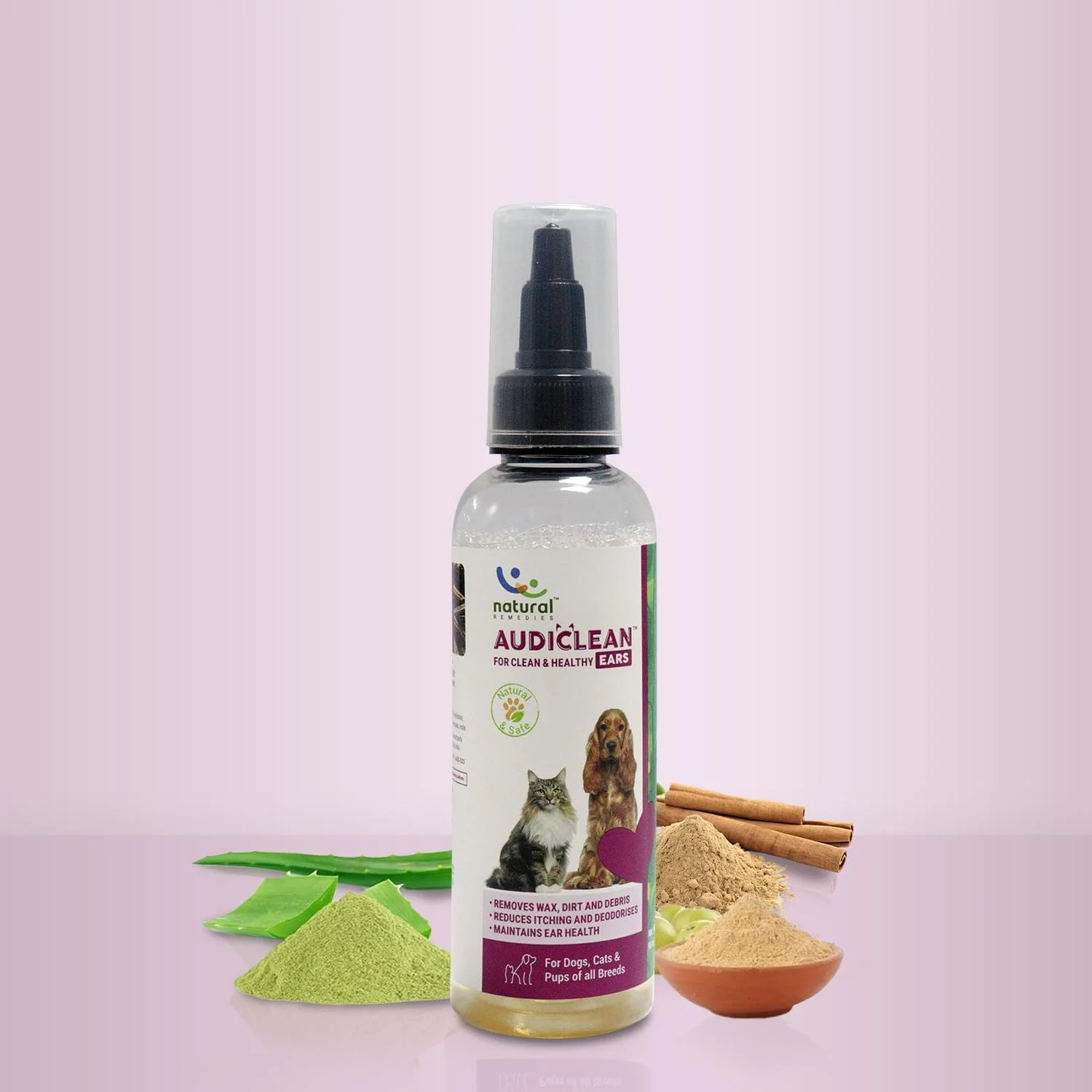 محلول پاک کننده طبیعی گوش برای گوش های تمیز و سالم | از بین برنده جرم، آلودگی و مواد زائد اضافی | کاهش خارش و خوشبو کننده برای سگ ها، گربه ها و توله سگ ها از همه نژادها، 90 میلی لیتر