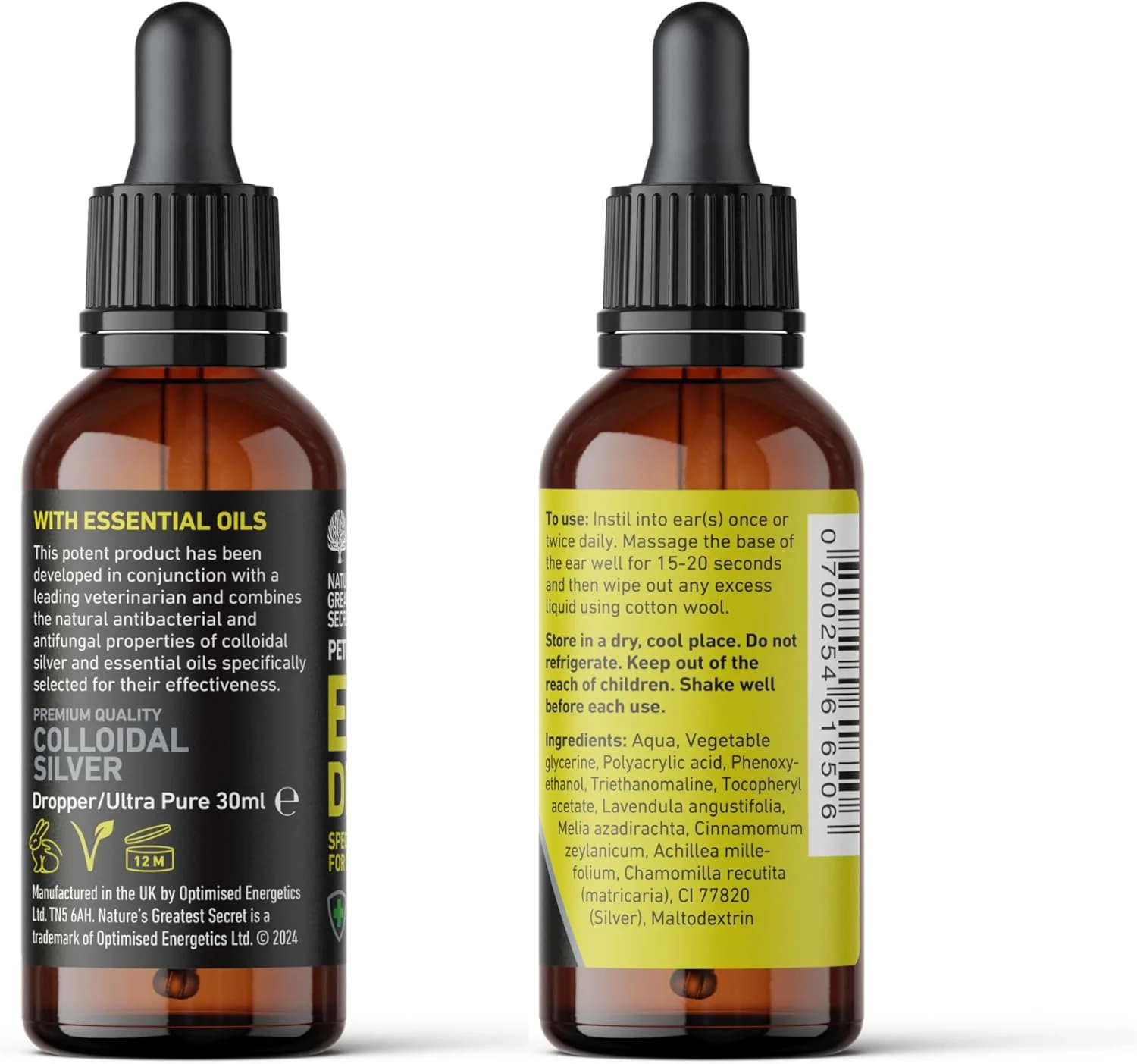 قطره گوش نقره کلوئیدی برای حیوانات خانگی، 100 گرم
