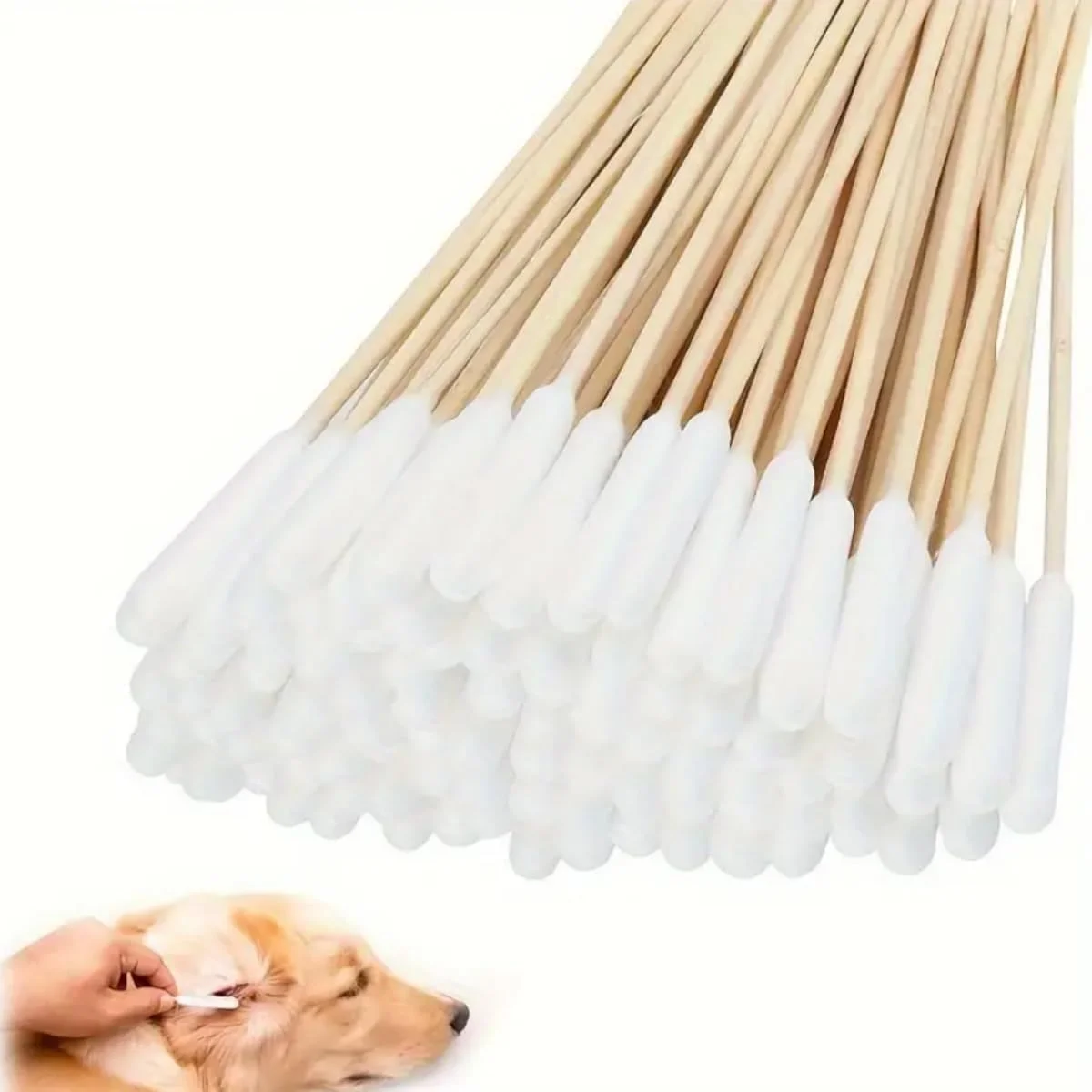 200 عدد گوش پاک کن سگ، گوش پاک کن پنبه ای برای تمیز کردن گوش حیوانات، پاک کننده خارش گوش حیوانات، گوش پاک کن بزرگ پنبه ای برای تمیز کردن جرم گوش سگ و گربه