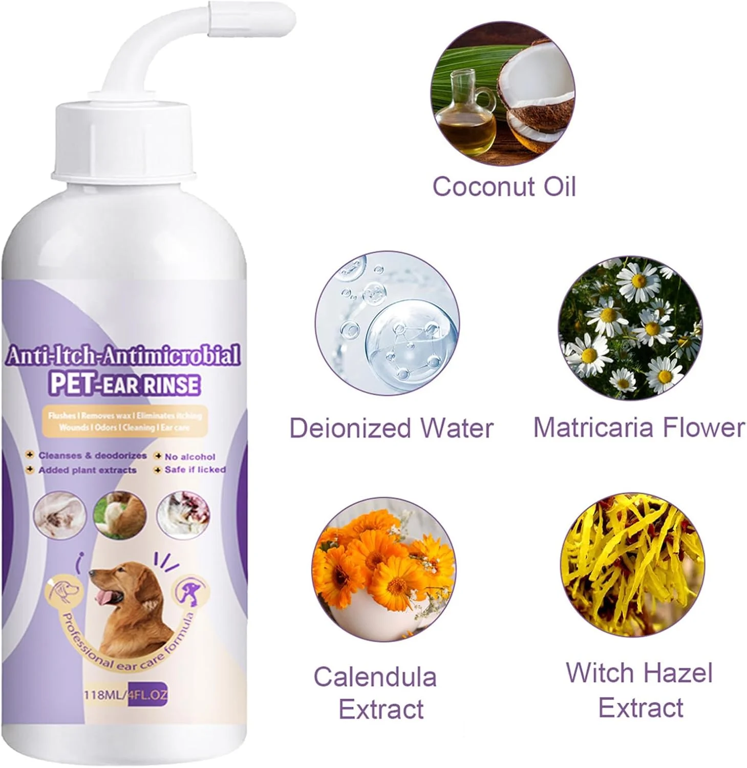 محلول پاک کننده گوش سگ 118 میلی لیتر + 10 عدد گوش پاک کن دو طرفه 7.1 سانتی متر، قطره گوش سگ، پاک کننده گوش سگ ها، پاک کننده گوش حیوانات خانگی، تمیز کننده گوش حیوانات خانگی، مراقبت از گوش برای بهداشت گوش سگ و گربه