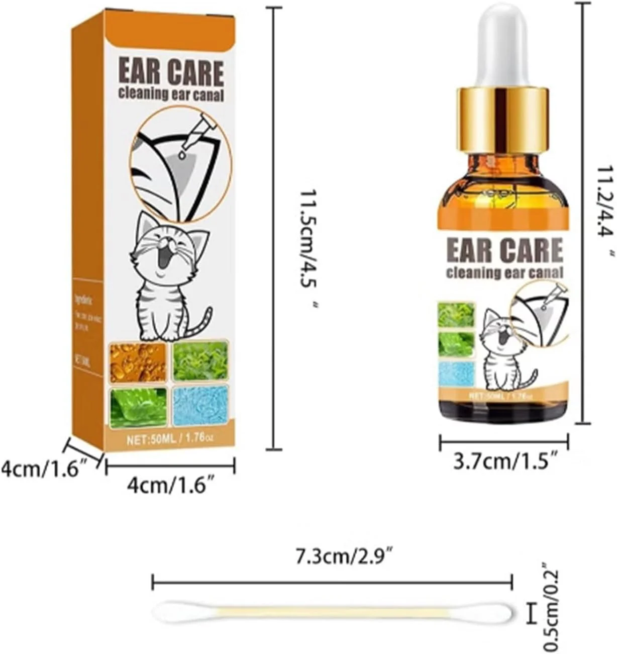 مایع تمیز کننده گوش سگ و گربه، روغن کنه گوش، قطره گوش برای کنه، تمیز کردن ملایم گوش، عامل مراقبت موثر در برابر کنه گوش (50 میلی لیتر)