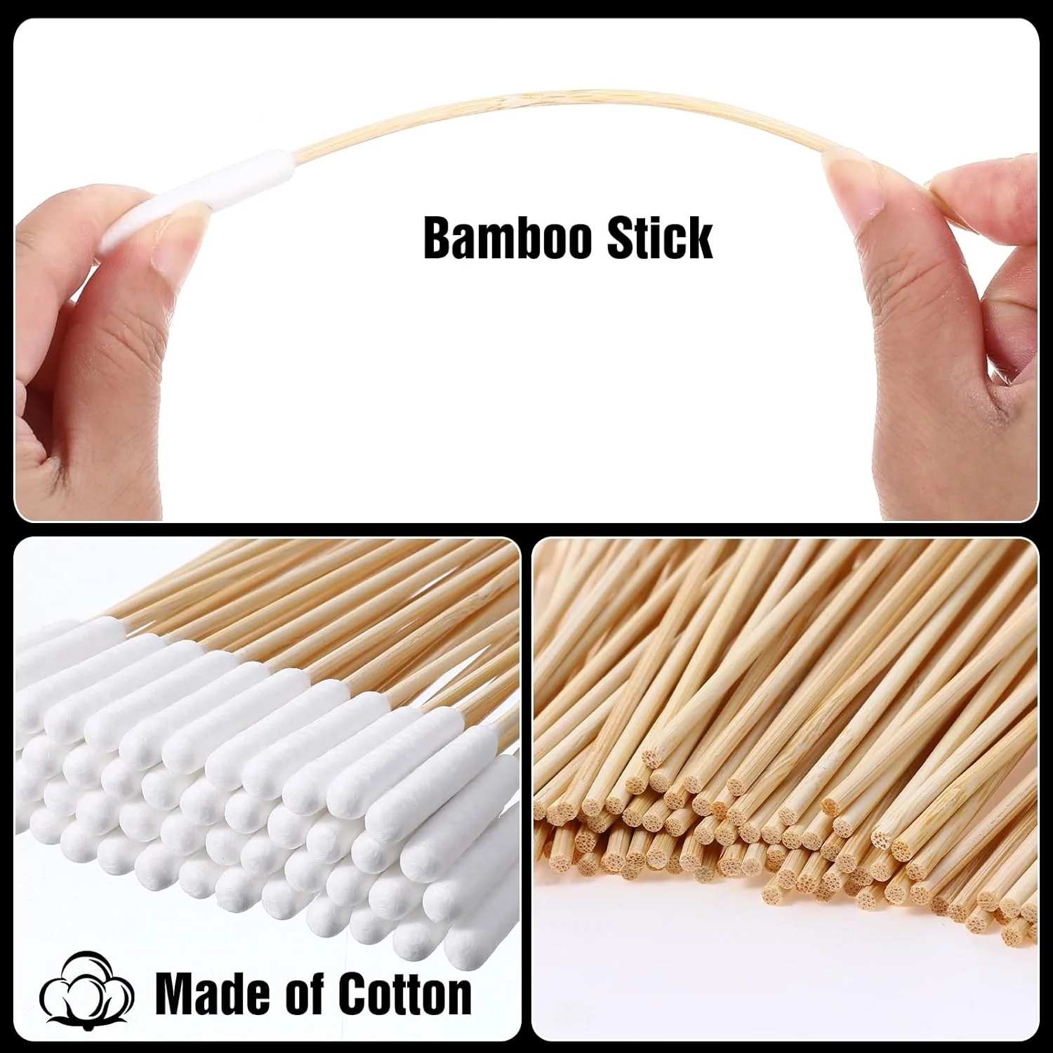 100 عدد گوش پاک کن بزرگ پنبه ای 15 سانتی متری با دسته بامبو برای سگ ها، گوش پاک کن های پنبه ای نرم و بدون پرز، مخصوص تمیز کردن گوش سگ ها و حیوانات خانگی