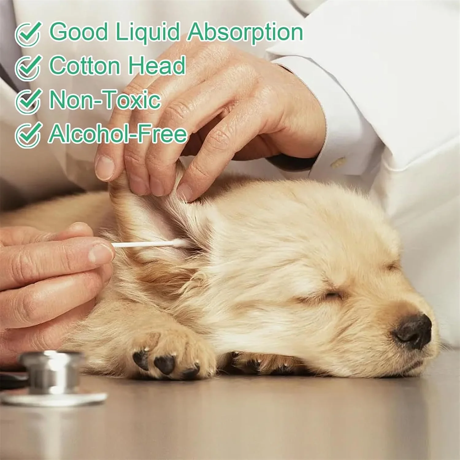 گوش پاک کن بلند پنبه ای برای سگ، 300 عدد گوش پاک کن پنبه ای حیوانات خانگی برای توله سگ، گوش پاک کن های بلند برای سگ ها، چوب پنبه ای مراقبت از گوش سگ، 15 سانتی متر