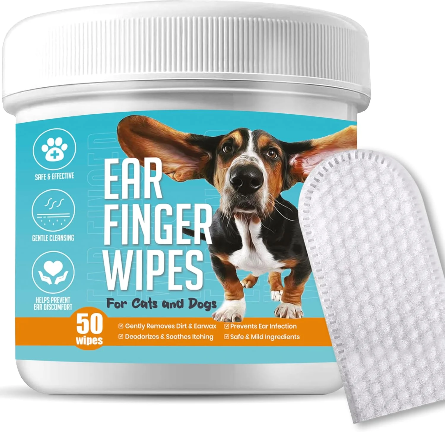 پدهای انگشتی دستمال مرطوب گوش سگ برای تمیز کردن گوش سگ