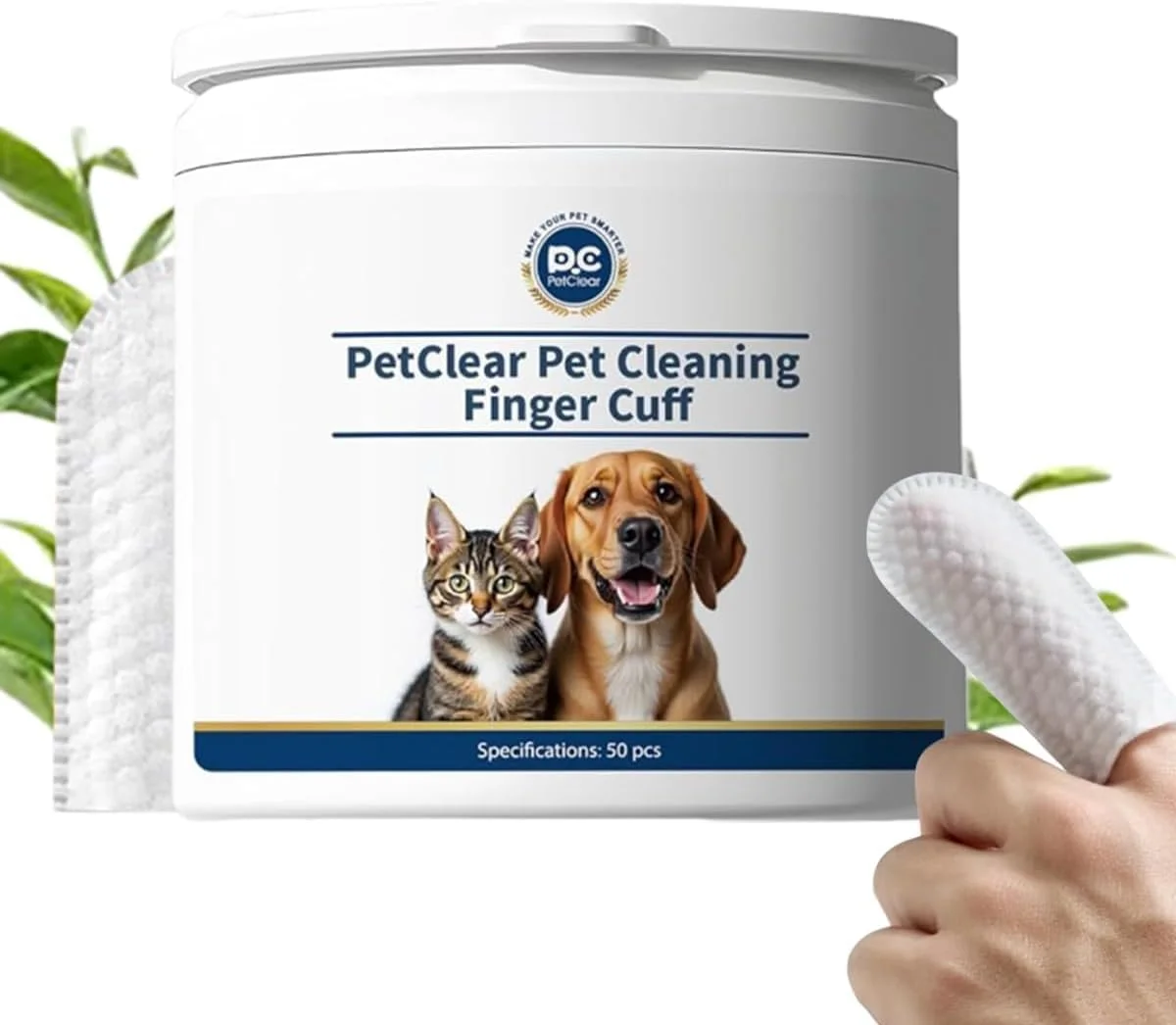 پدهای انگشتی مراقبت از گوش سگ و گربه بسته 50 عددی - تمیز کننده گوش سگ - پدهای انگشتی یکبار مصرف برای تمیز کردن گوش، چانه و چشم، تمیز کننده گوش سگ - تمیز کننده گوش کاربردی سگ (SJZT-1-50pcs)