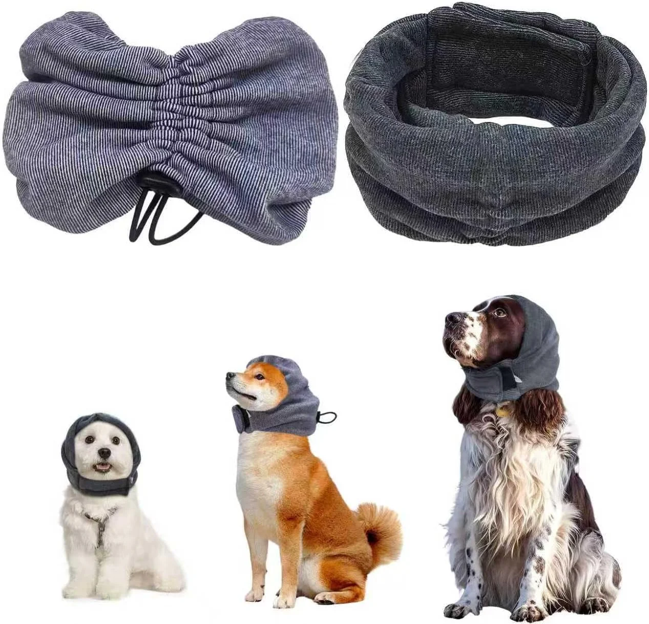 هودی سگ، 2 عدد هودی آرامش بخش کاهش دهنده صدا برای سگ ها، روکش های گوشی قابل تنظیم برای حمام، رعد و برق، تسکین اضطراب، کلاه پوشش سر گرم و ضد باد