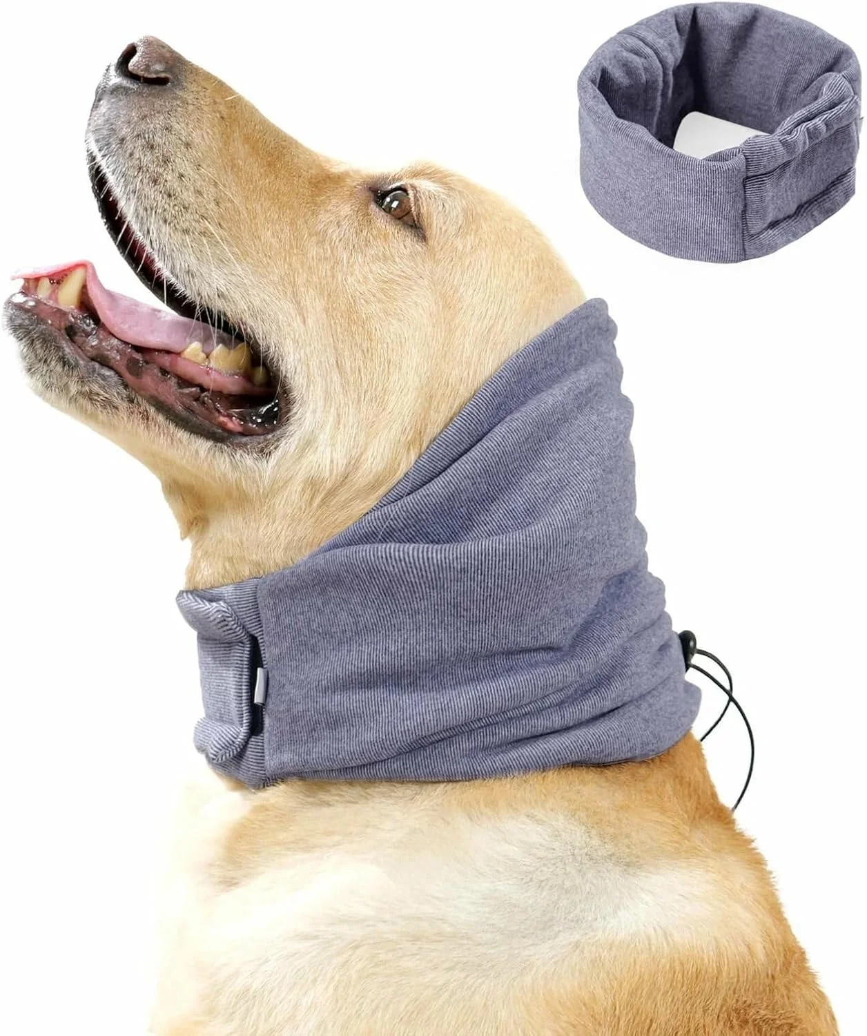 اسنود سگ، گرم کننده گردن و گوش، کلاه آرامش بخش، گرم کننده قابل تنظیم برای کاهش صدا، محافظ گوش سگ برای تسکین اضطراب (بنفش، M)