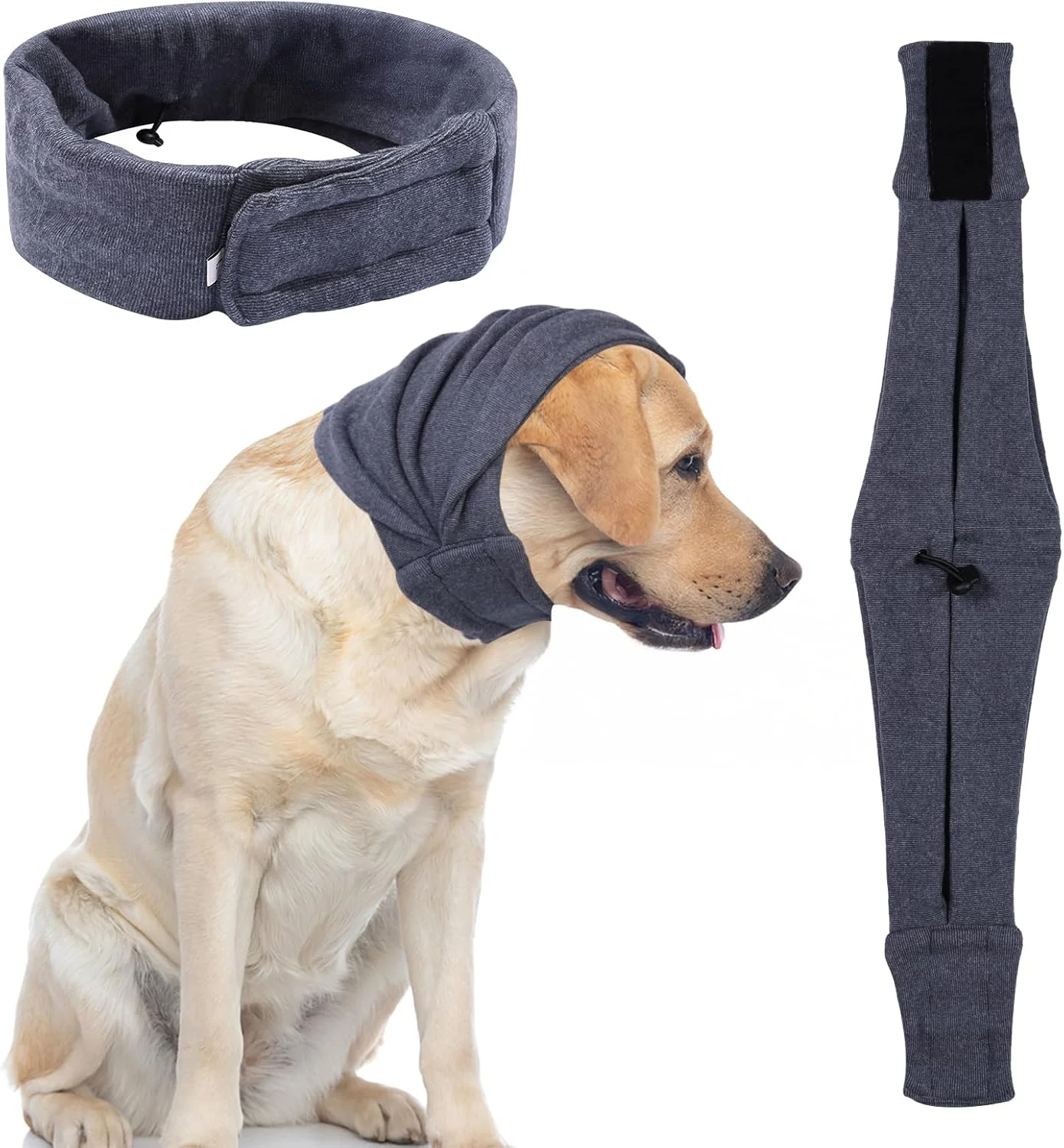 گرم نگهدارنده گوش سگ، محافظ گوش سگ برای آتش بازی، گرم کننده گردن و گوش، پوشش گوش سگ برای راحتی و آرامش (بزرگ، خاکستری)
