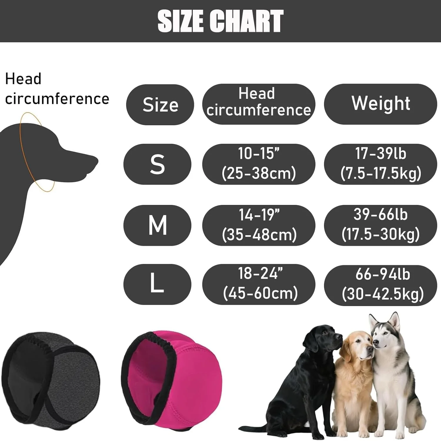 گوشی سگ، پوشش محافظ گوش سگ برای کاهش اضطراب، مناسب برای حمام، شنا، آرایش، رعد و برق و آتش بازی (صورتی، سایز کوچک)