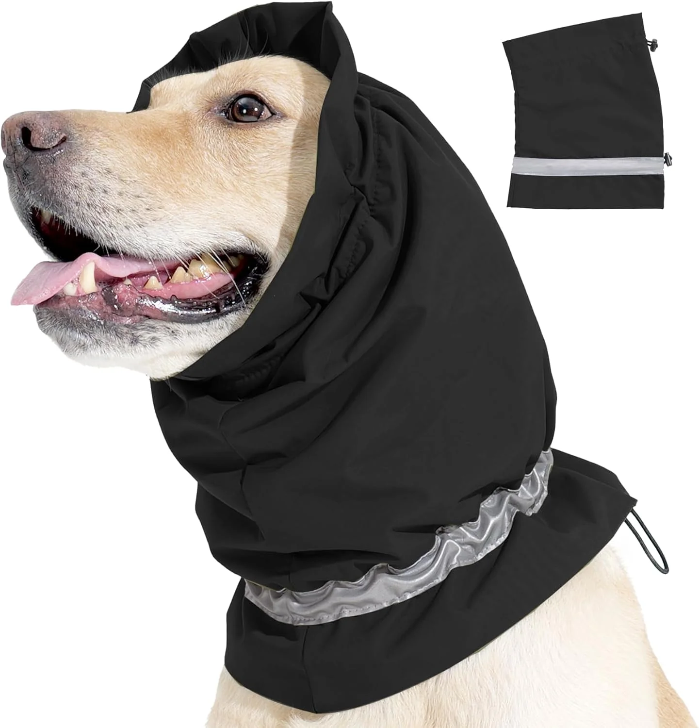 محافظ گوش سگ، پوشش گوش گرم و ضد آب قابل تنظیم سگ، محافظ سر و گردن حیوانات خانگی در هوای سرد، اسنود آرامش بخش و کاهش دهنده اضطراب سگ - سایز S (مشکی)