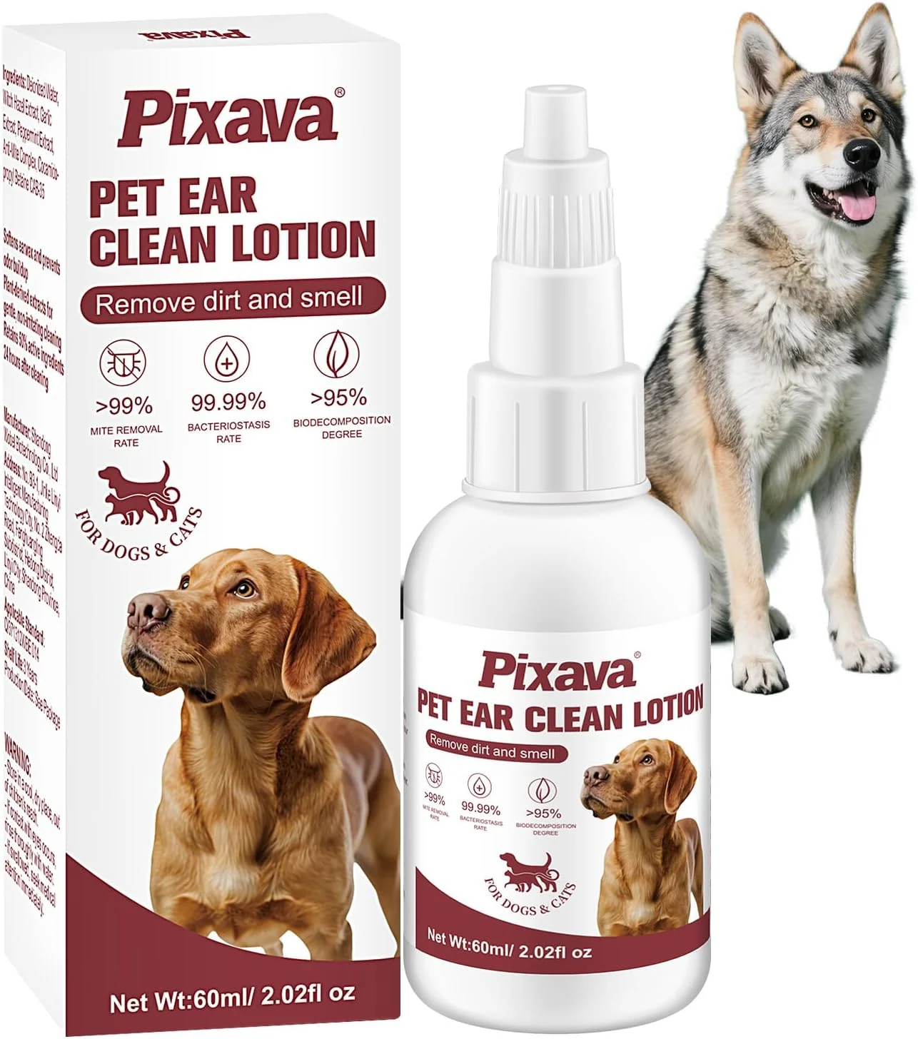 قطره درمان عفونت گوش سگ، پاک کننده گوش سگ برای کمک به از بین بردن جرم و بو برای گربه ها و سگ ها، محلول پاک کننده گوش