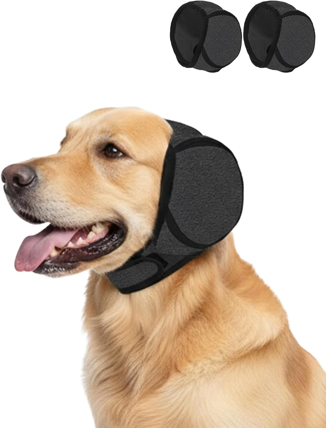 گوشی سگ برای محافظت از گوش در برابر صدا، کلاه آرامش بخش برای کاهش اضطراب - ضد آب و مقاوم در برابر آلودگی با چسب جادویی قابل تنظیم برای حمام کردن، آرایش، آتش بازی و شنا، خاکستری سایز بزرگ بسته 2 عددی