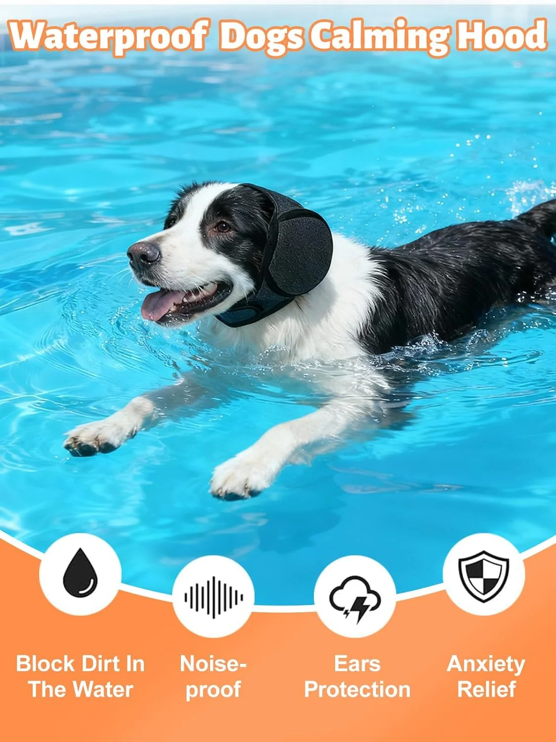 گوشی سگ برای محافظت از گوش در برابر صدا، کلاه آرامش بخش برای کاهش اضطراب - ضد آب و مقاوم در برابر آلودگی با چسب جادویی قابل تنظیم برای حمام کردن، آرایش، آتش بازی و شنا، خاکستری سایز بزرگ بسته 2 عددی