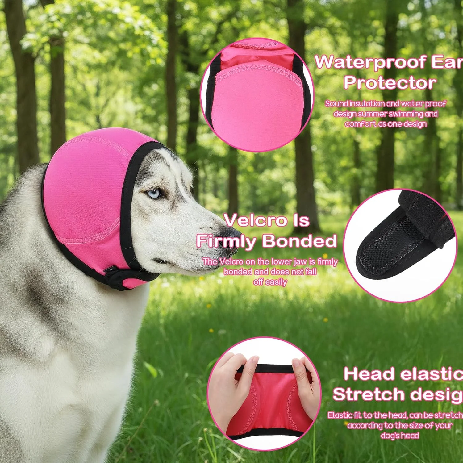 محافظ گوش سگ، کلاه گوش ضد آب شنا، روکش گوش سگ رز، محافظ گوش حیوانات خانگی برای حمام، برای محافظت از گوش (M)