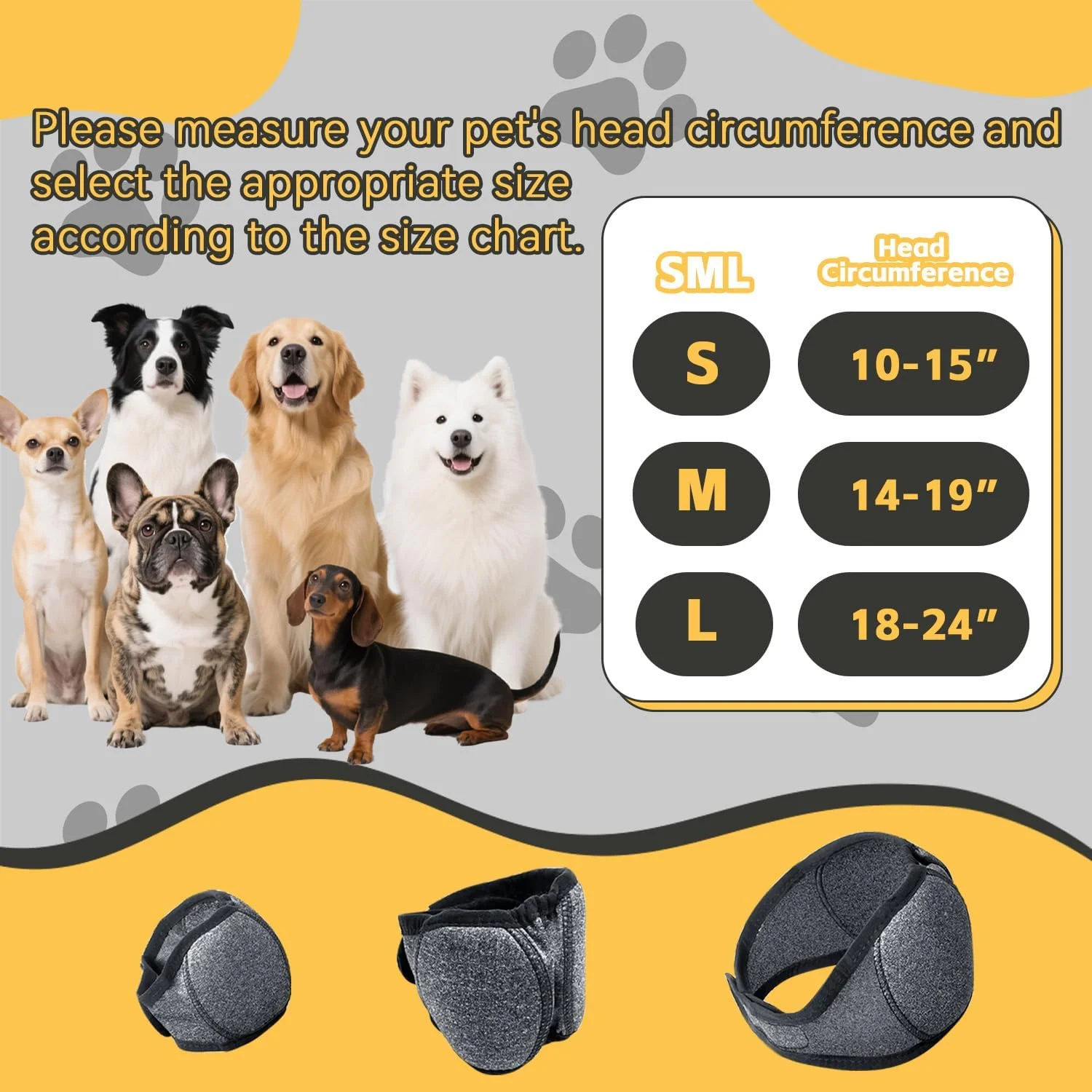 محافظ گوش سگ، پوشش گوش سگ ضد آب قابل تنظیم برای کاهش اضطراب و حذف صدا، محافظ گوش سر سگ (کوچک)