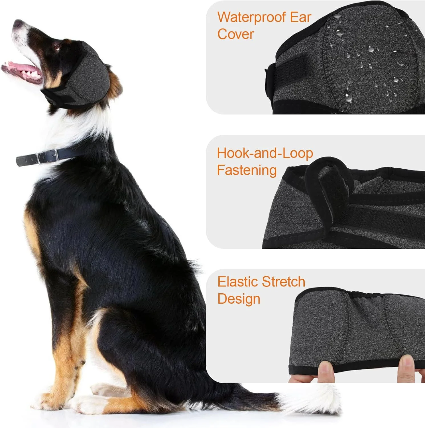 محافظ گوش سگ، محافظ گوش ضد آب سگ، گوشی های کاهش دهنده نویز قابل تنظیم سگ، محافظ گوش راحت سگ برای محافظت در برابر سر و صدا، برای حمام، نظافت، تسکین اضطراب (M، خاکستری)